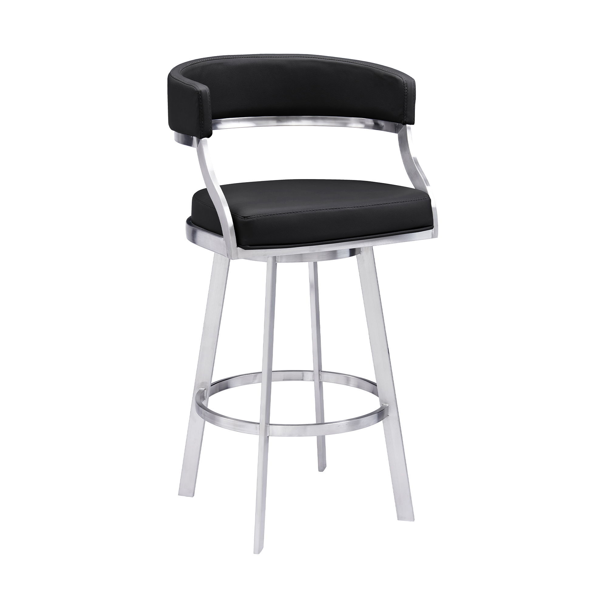 Saturn - 30" Bar Height Swivel Bar Stool - Brushed / Black