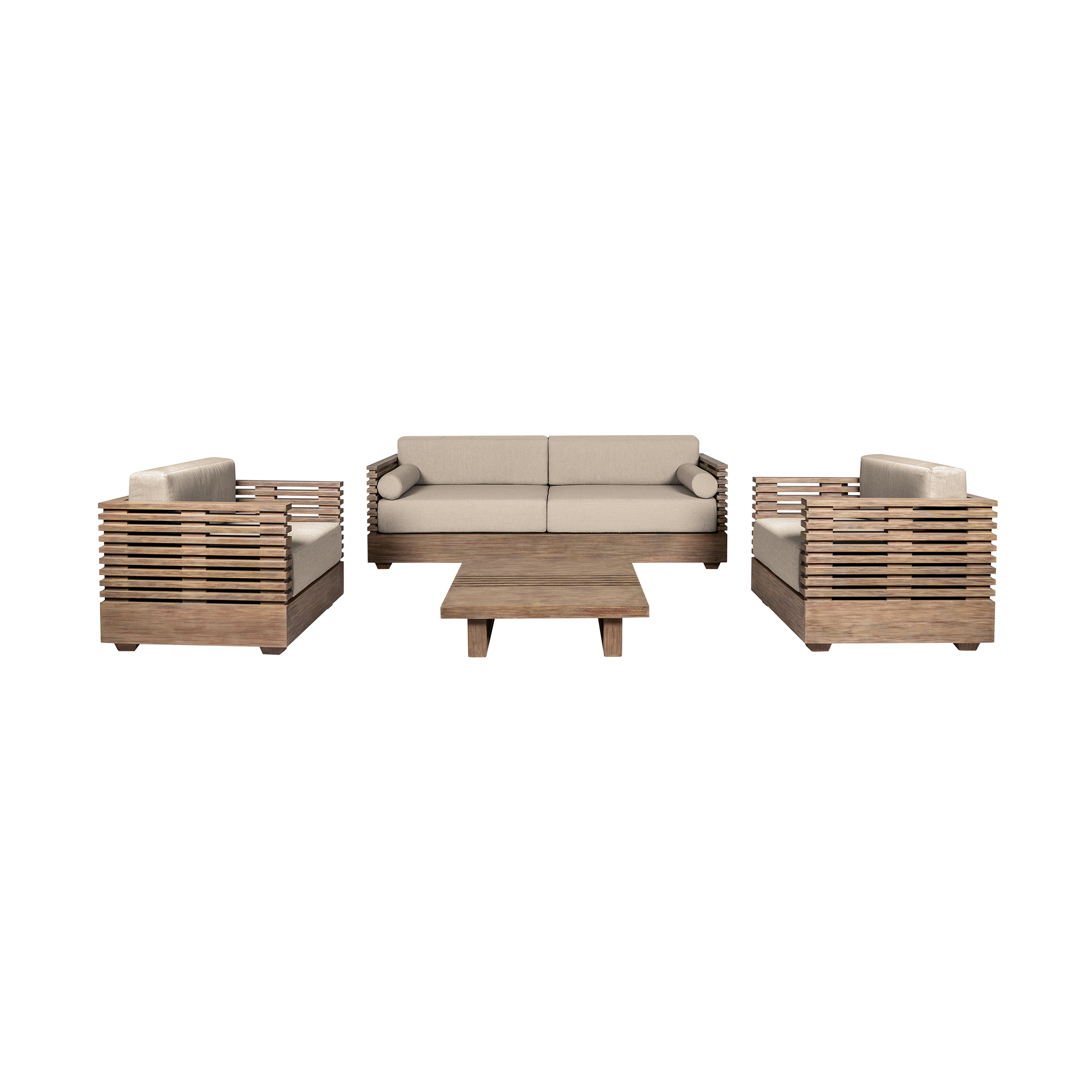 Vivid - Outdoor Patio 4 Piece Conversation Set - Light Eucalyptus / Taupe