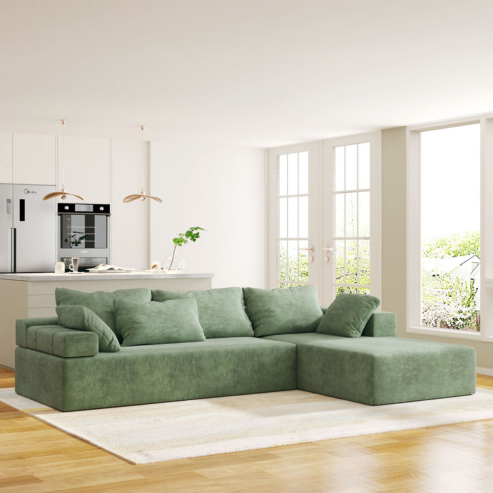 Thumbnail: Modern Upholstered Sectional Sofa Couch Set, Modular Shaped Sectional Living Roo