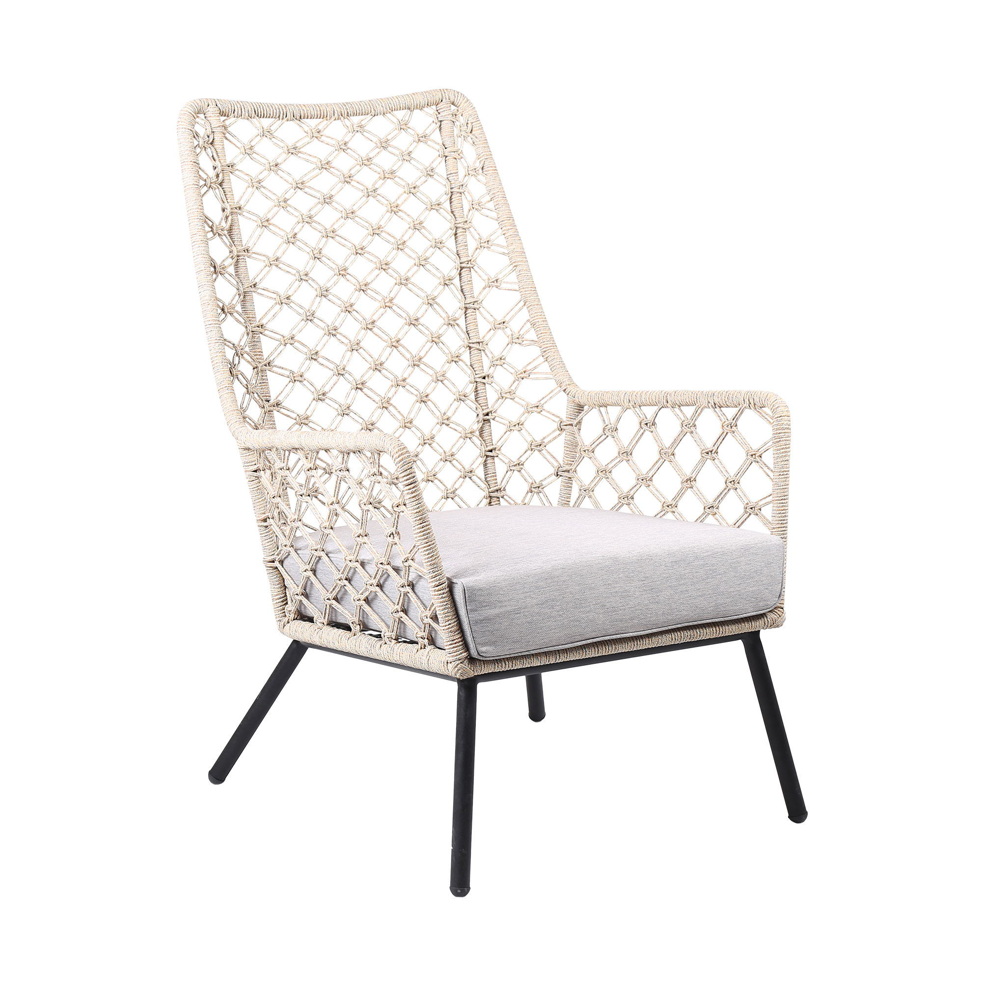 Marco - Indoor / Outdoor Steel Lounge Chair With Natural Springs Rope With Cus