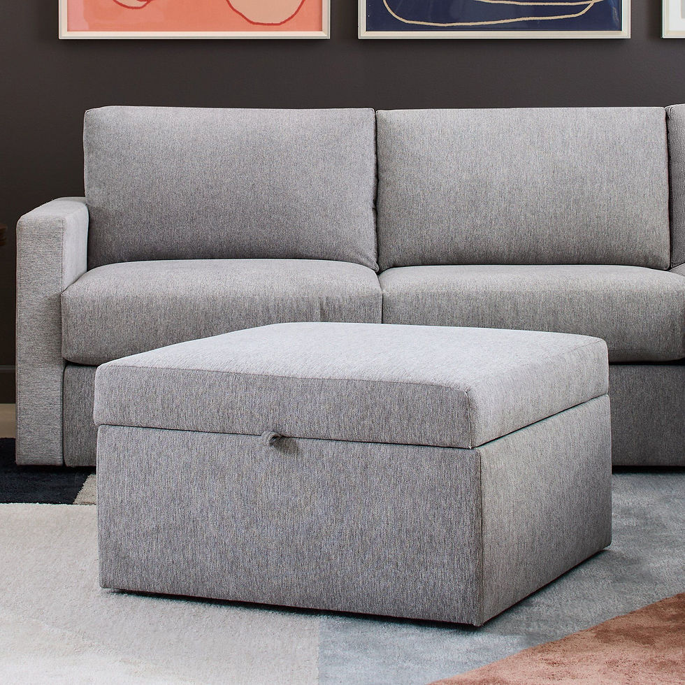 Thumbnail: Flex - Square Storage Ottoman - Pearl Silver