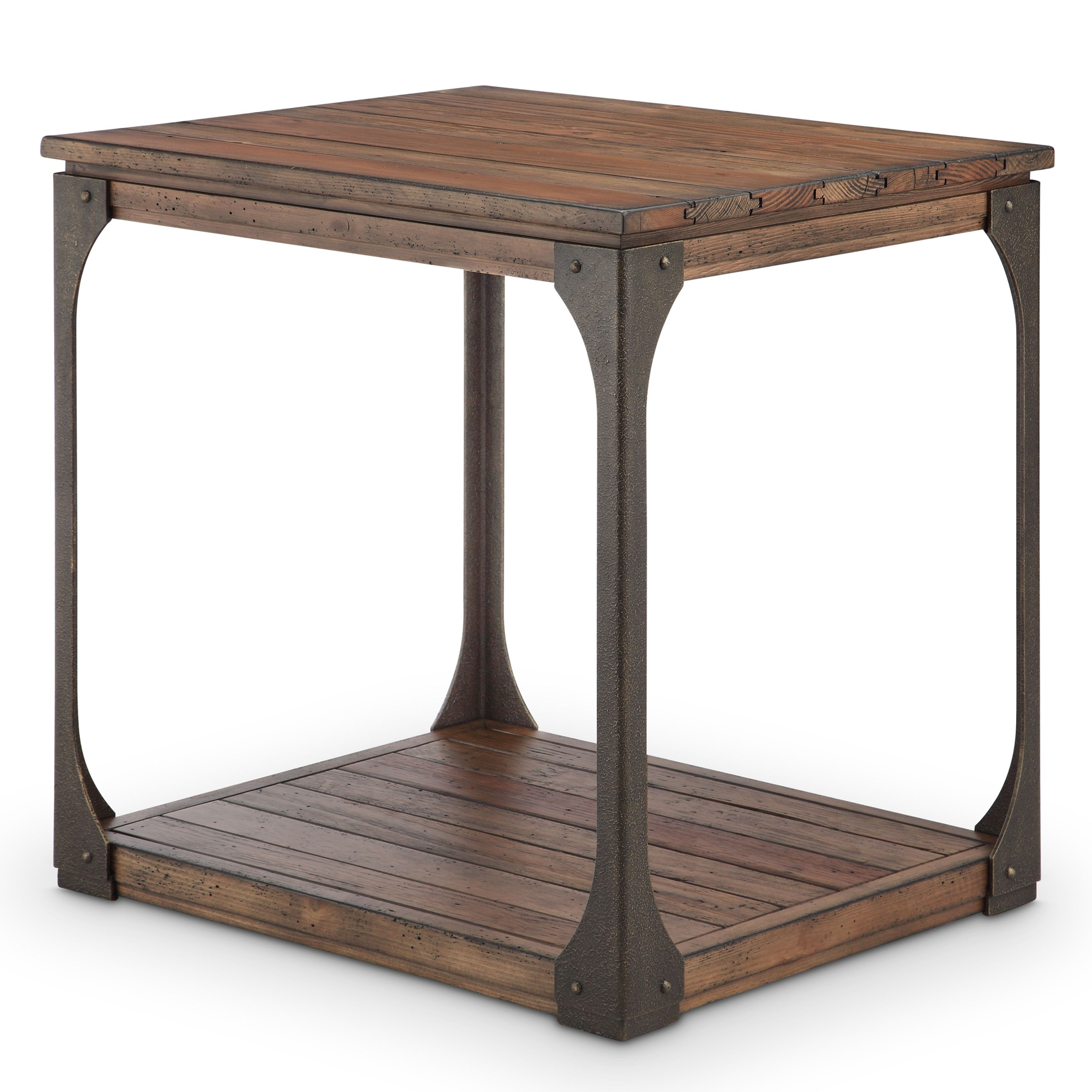 Montgomery - Industrial Reclaimed Wood Rectangular End Table - Bourbon