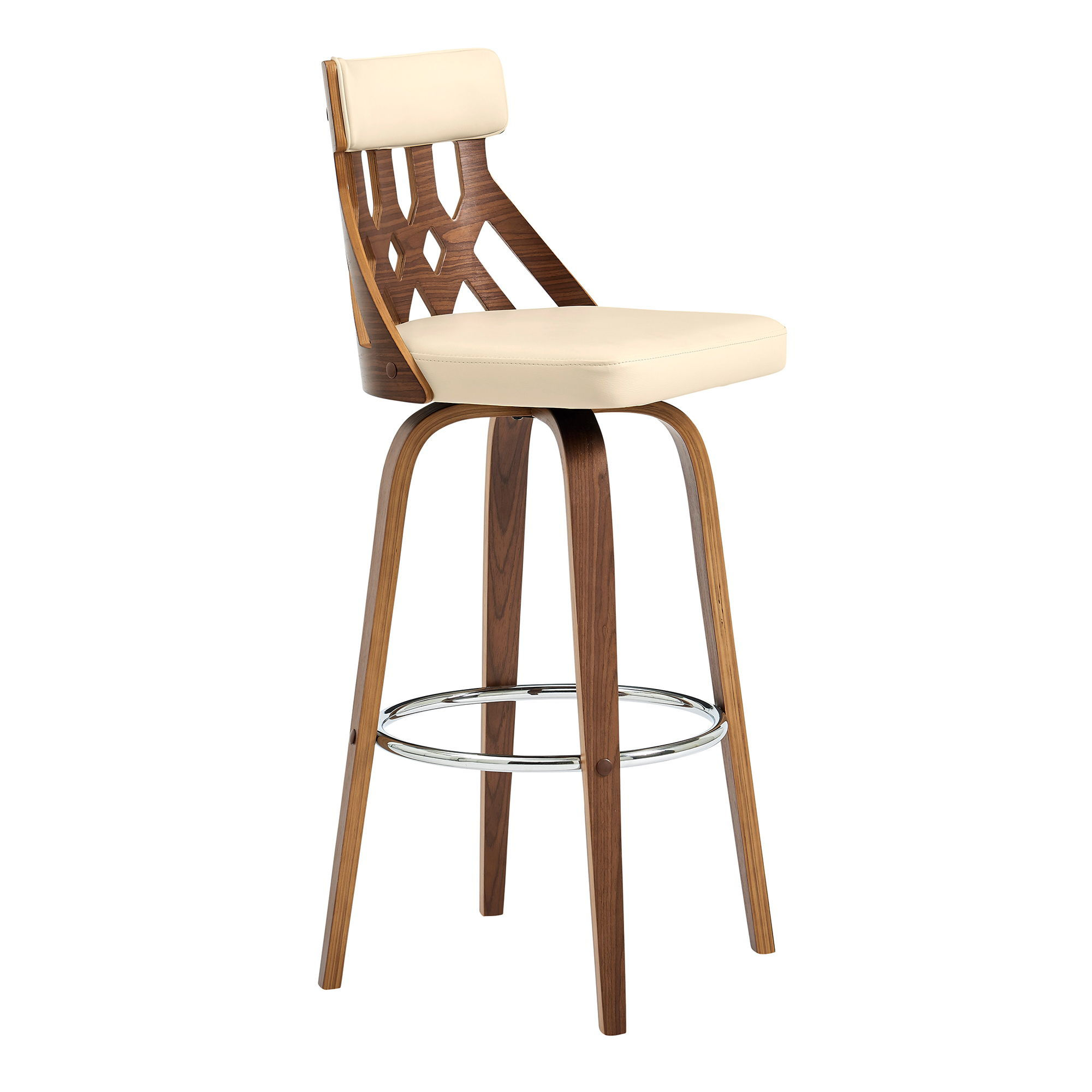 Crux - 26" Swivel Bar Stool - Cream / Walnut