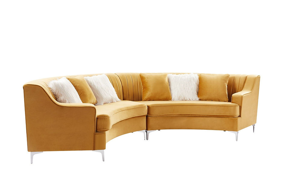 Thumbnail: Gold Velvet Curved Sofa