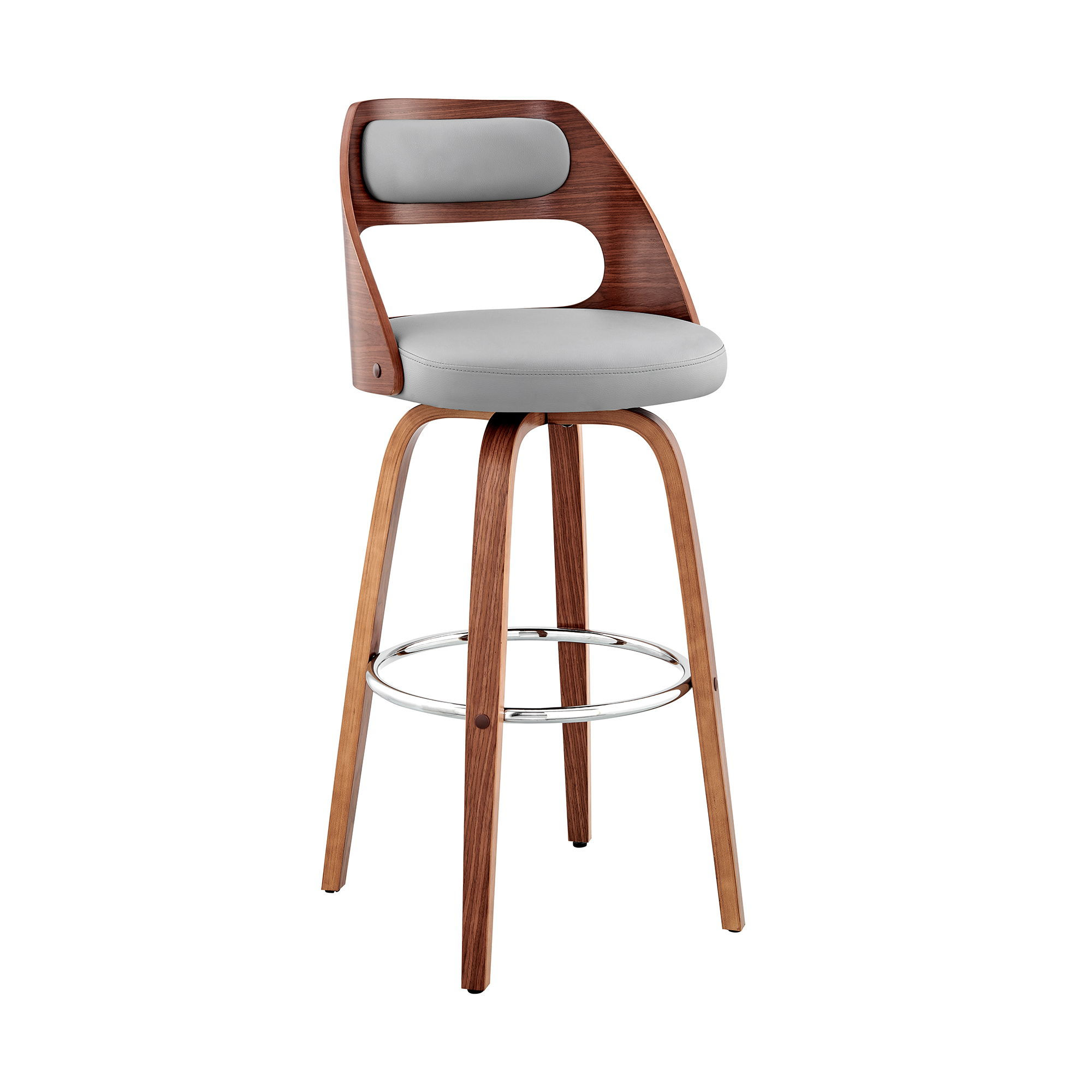 Julius - 30" Bar Stool - Gray / Walnut