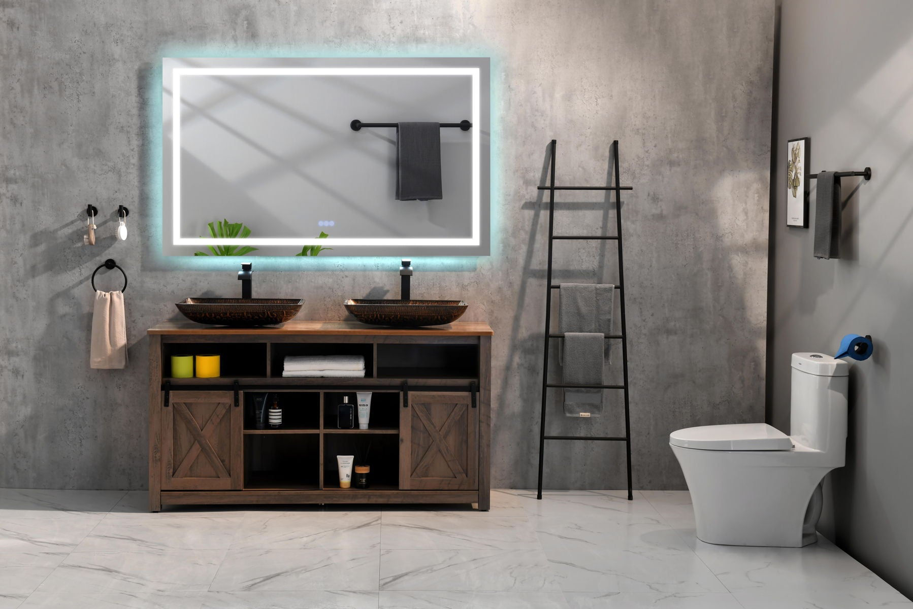 72" W X 36" H Frameless LED Single Bathroom Vanity Mirror In Polished Crystal\\N