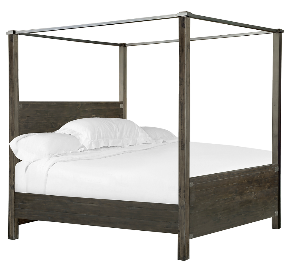 Abington - Queen / King Poster Bed Rails & Long Canopies - Weathered Charco