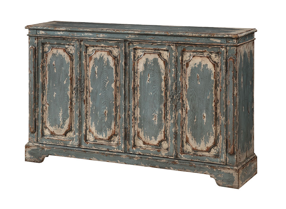 Cabot - Four Door Credenza - Aged Blue / Cream