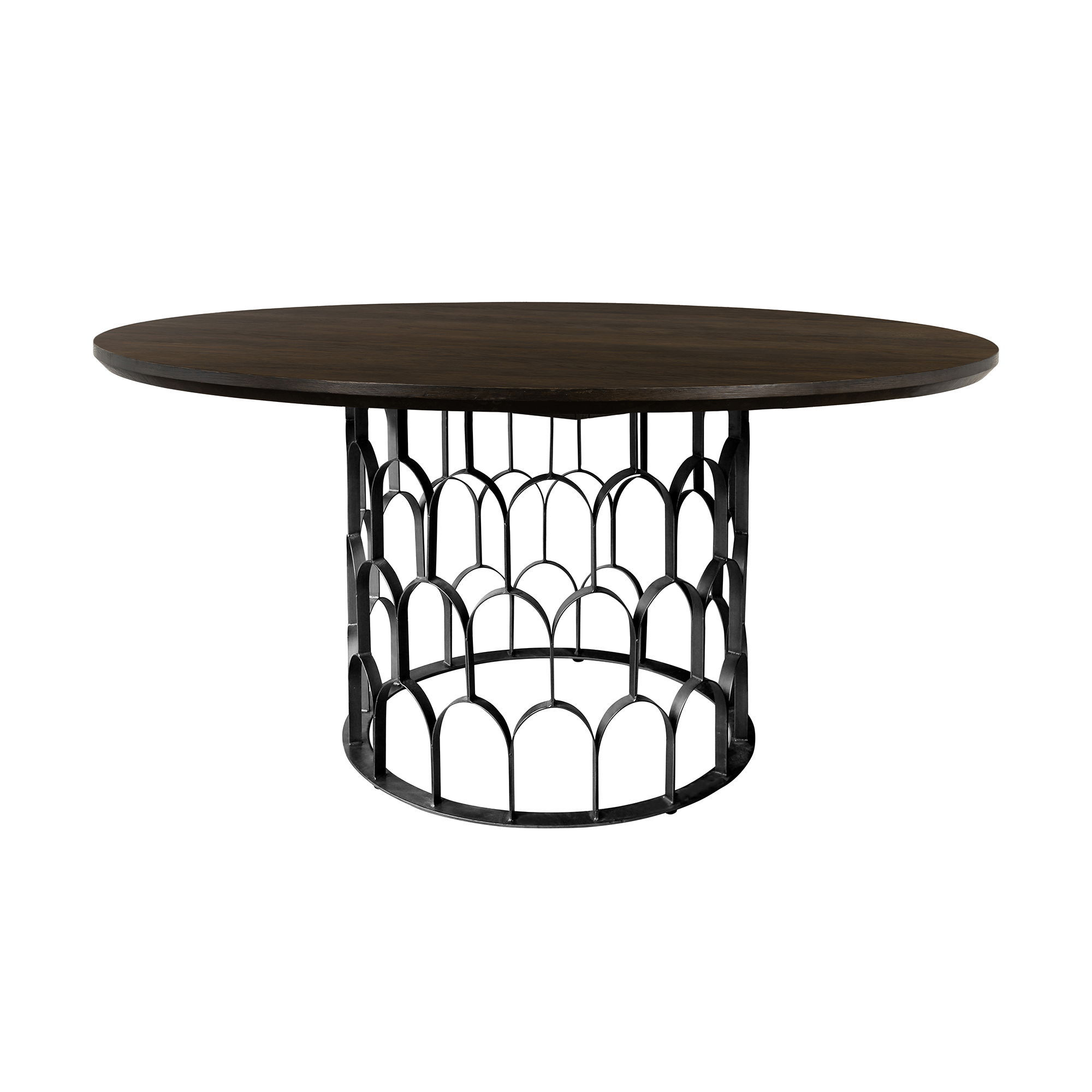 Gatsby - Oak And Metal Round Dining Table - Dark Gray