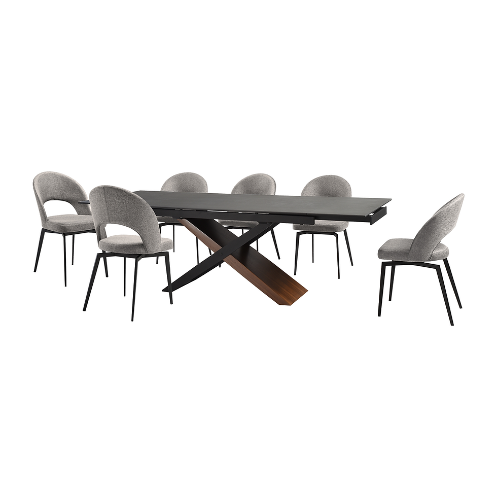 Milena Lucia - 7 Piece Extendable Dining Set - Gray