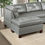 Thumbnail: Genuine Leather Sectional Sofa Chair Ottomans 6 Pieces Set Gray Tufted Couch Liv