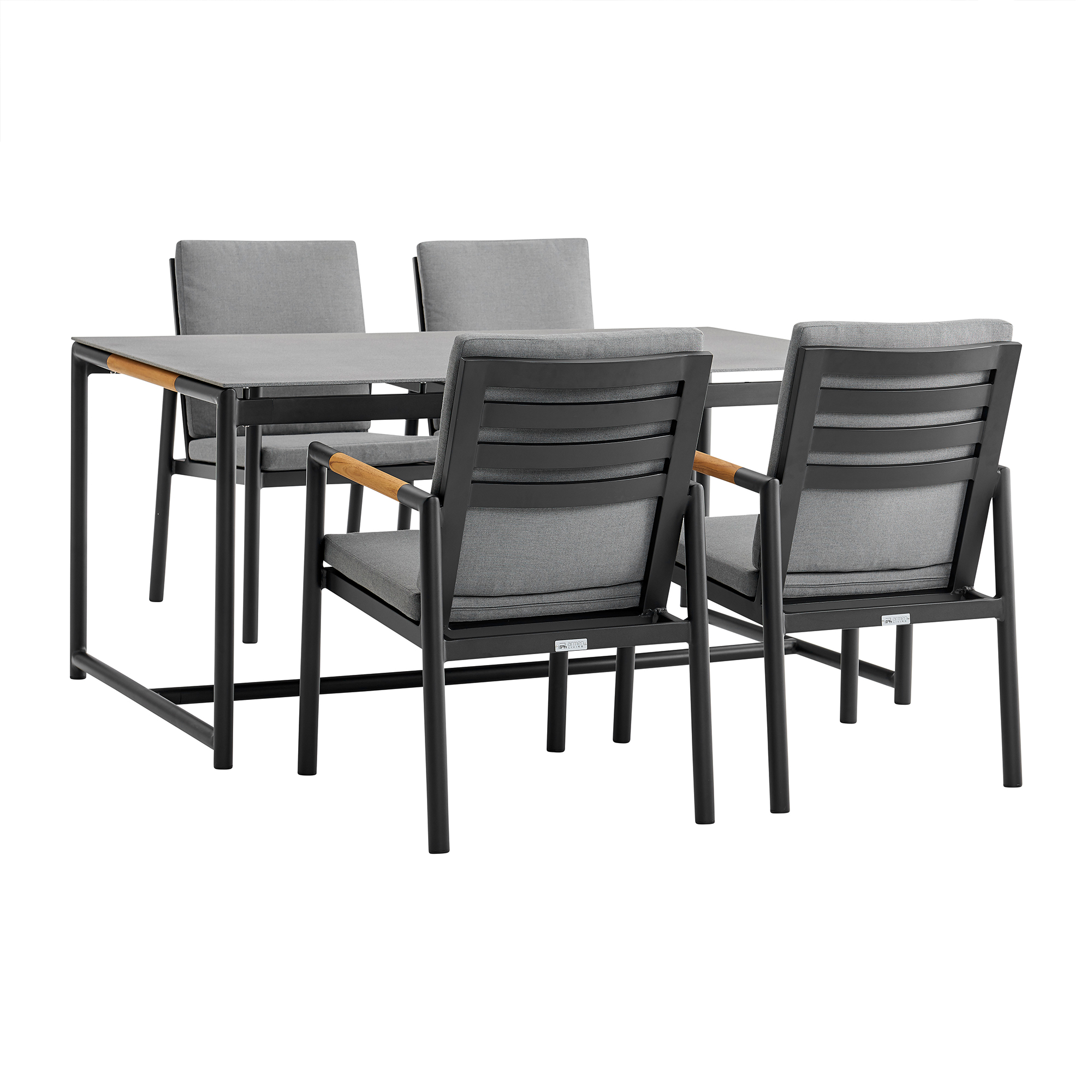 Crown - 5 Piece Outdoor Dining Set - Black / Teak