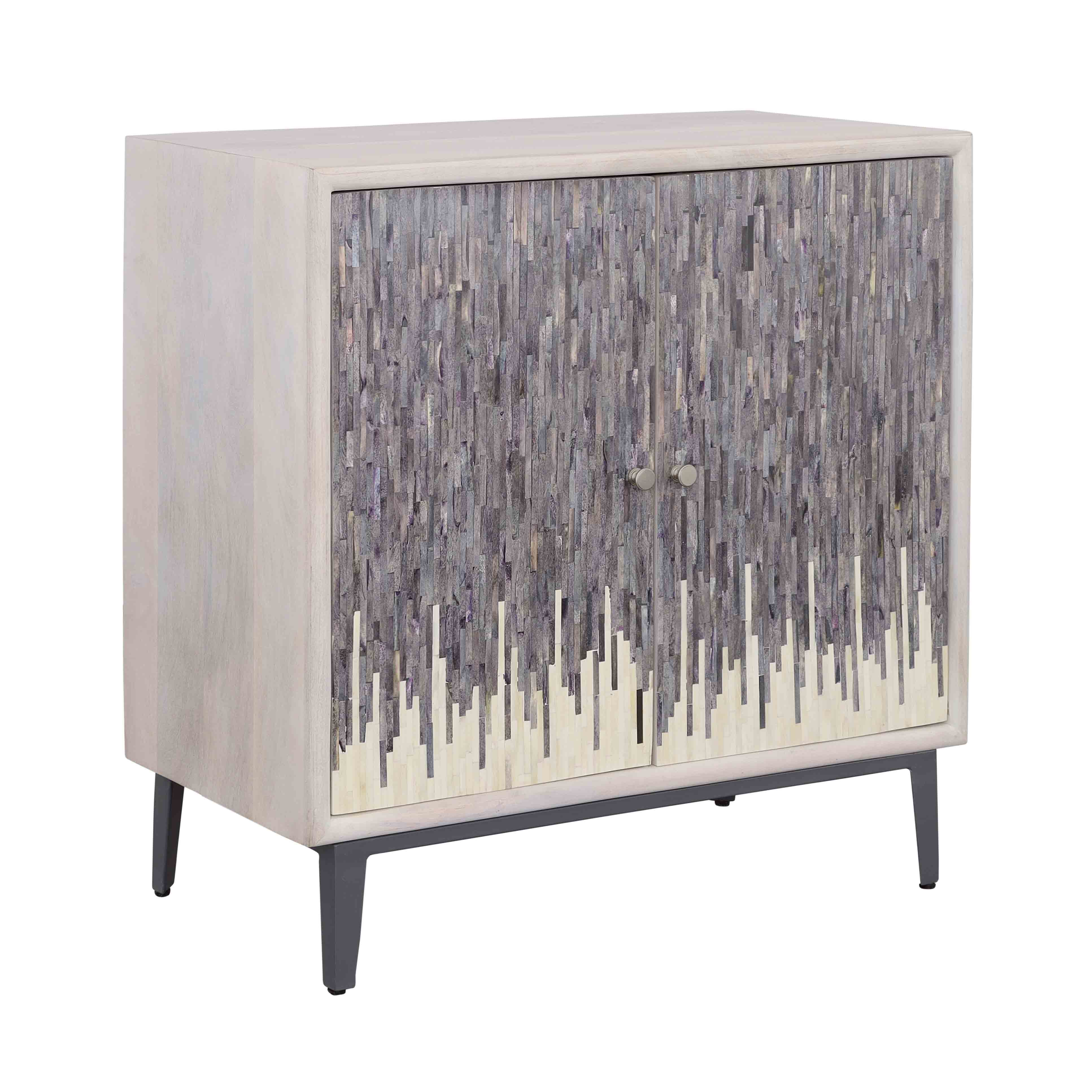 Kai - Bone Inlay Two Door Cabinet - Grey & White