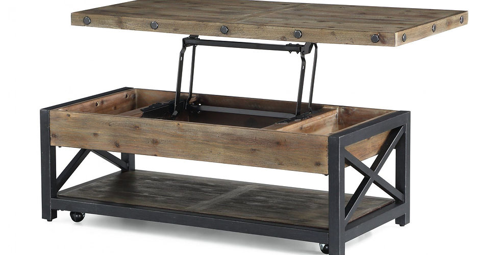 Carpenter - Rectangular Lift-Top Coffee Table with Casters - Light Finish