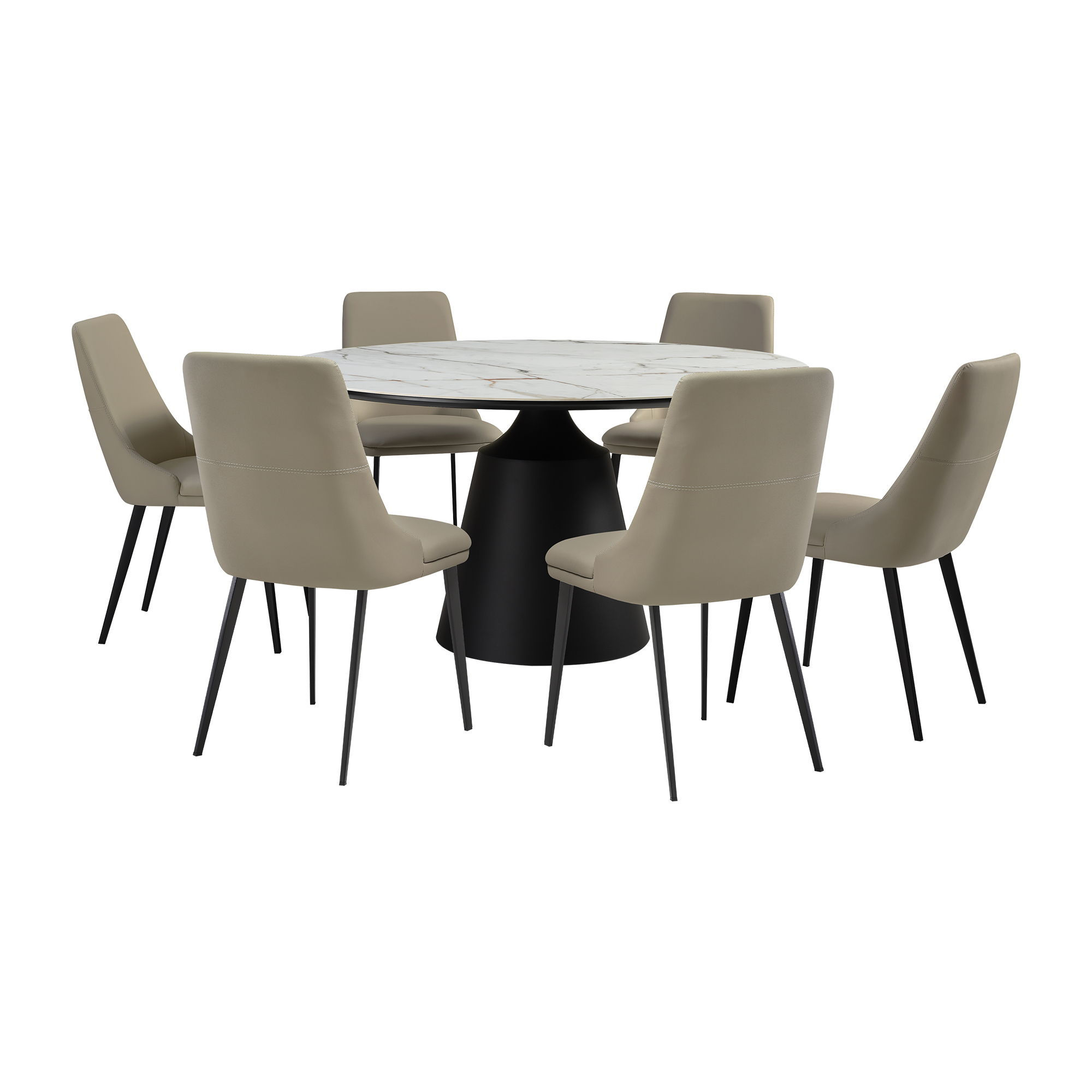 Knox Genesis - 7 Piece Dining Set Stone Top And Chairs - Taupe Gray