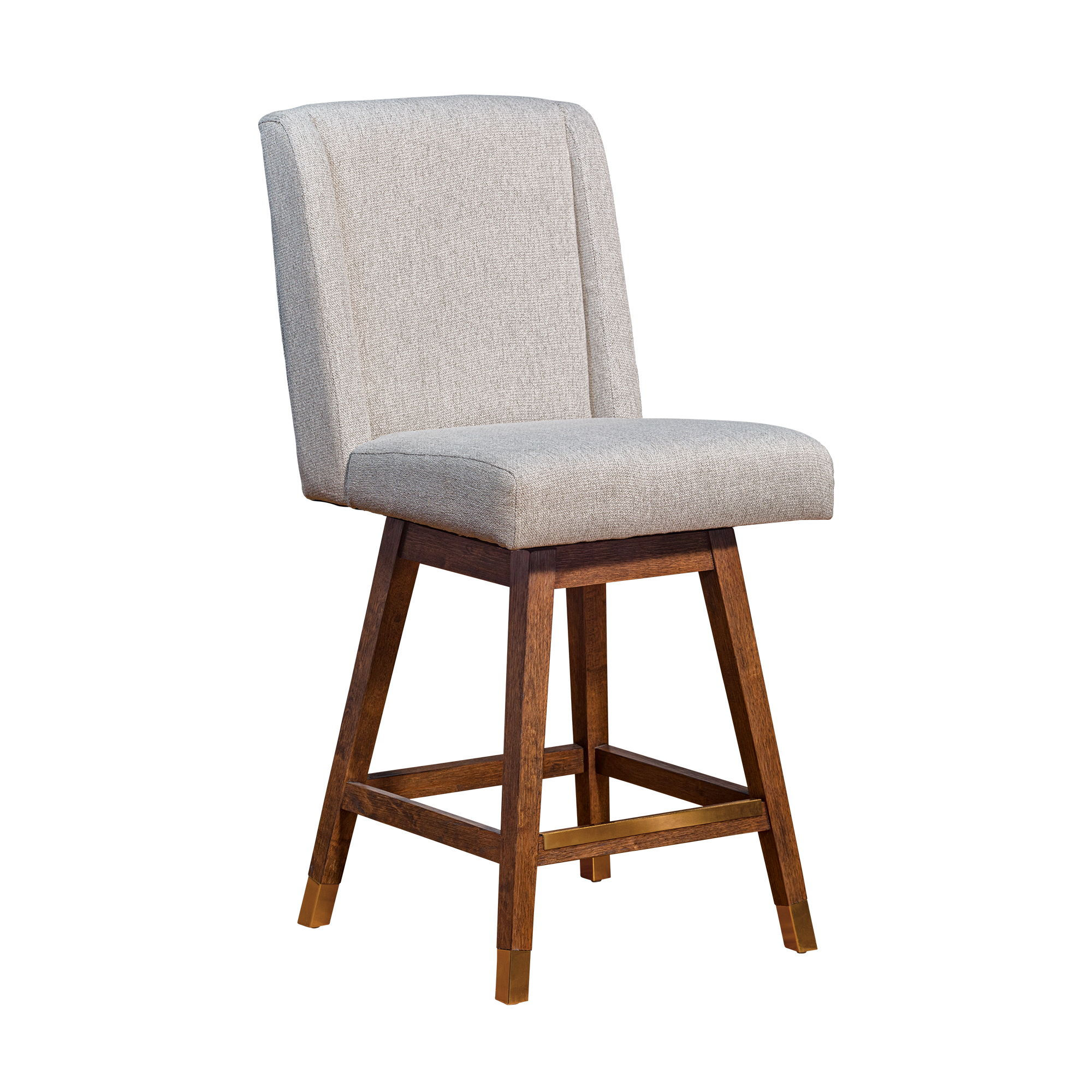 Stancoste - Swivel Counter Stool - Brown Oak / Taupe