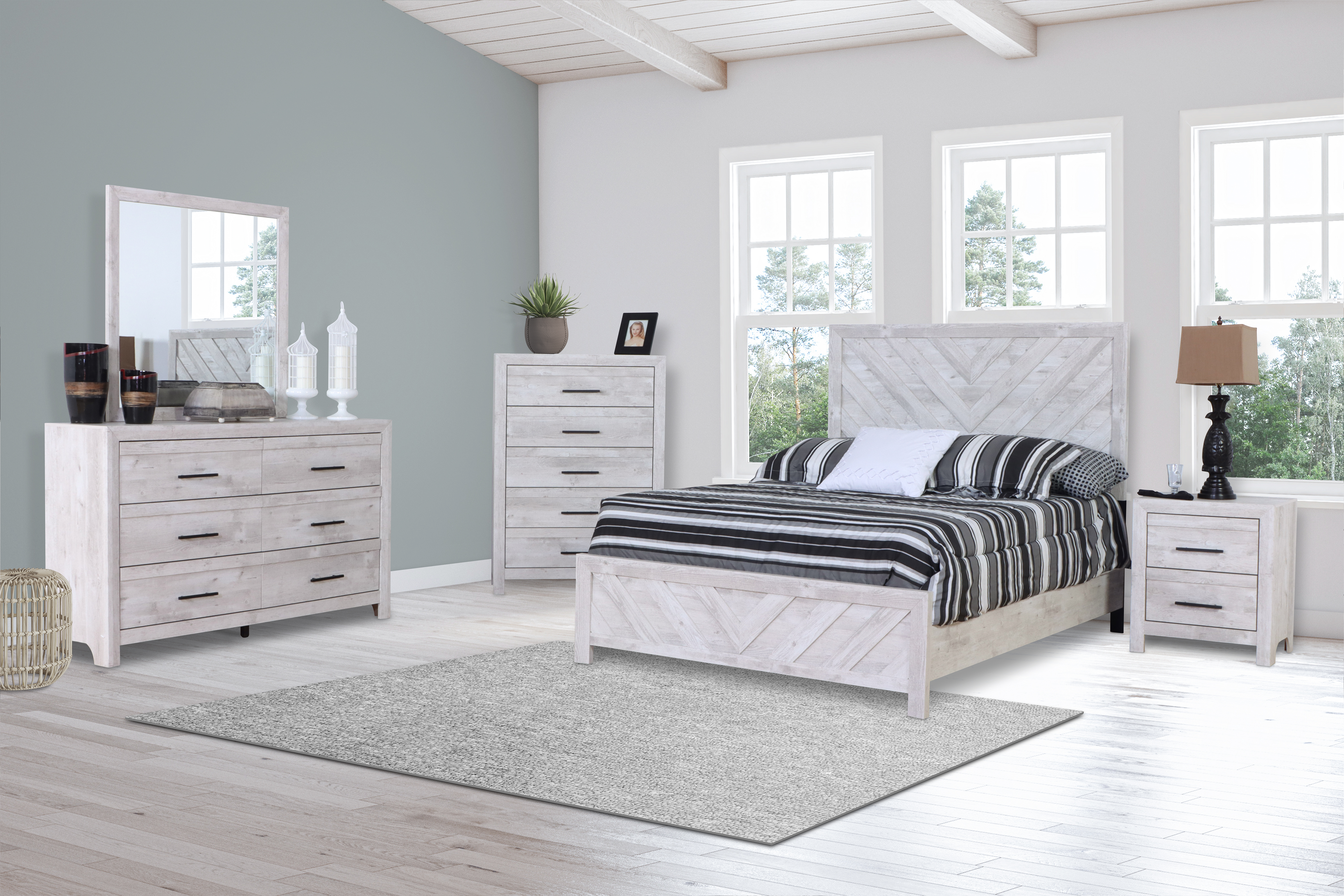 Biscayne - 6/6 King Headboard, Footboard & Slats - Driftwood