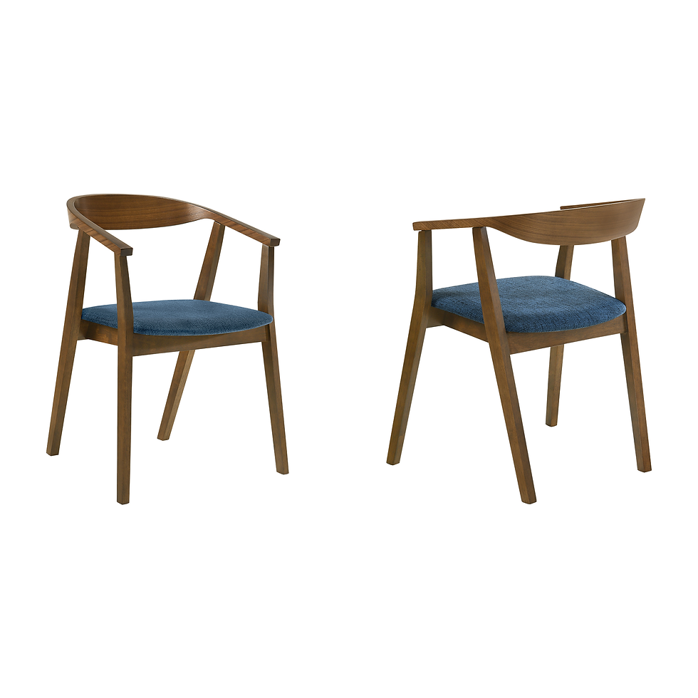Santana - Wood Dining Chair (Set of 2) - Walnut / Blue