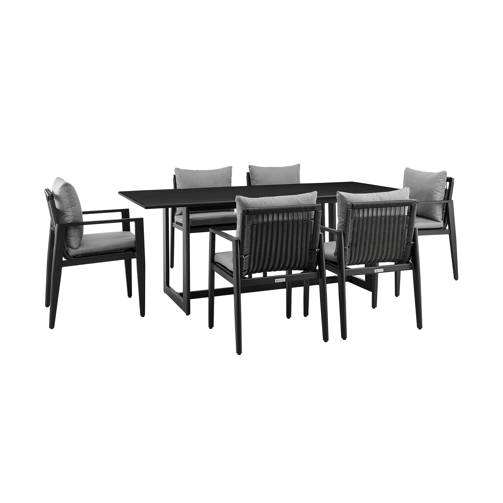 Cayman - Outdoor Patio 7 Piece Dining Table Set With Cushions - Gray