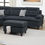 Thumbnail: Living Room Furniture Black Cushion Sectional Ottoman Linen Like Fabric Sofa Cha