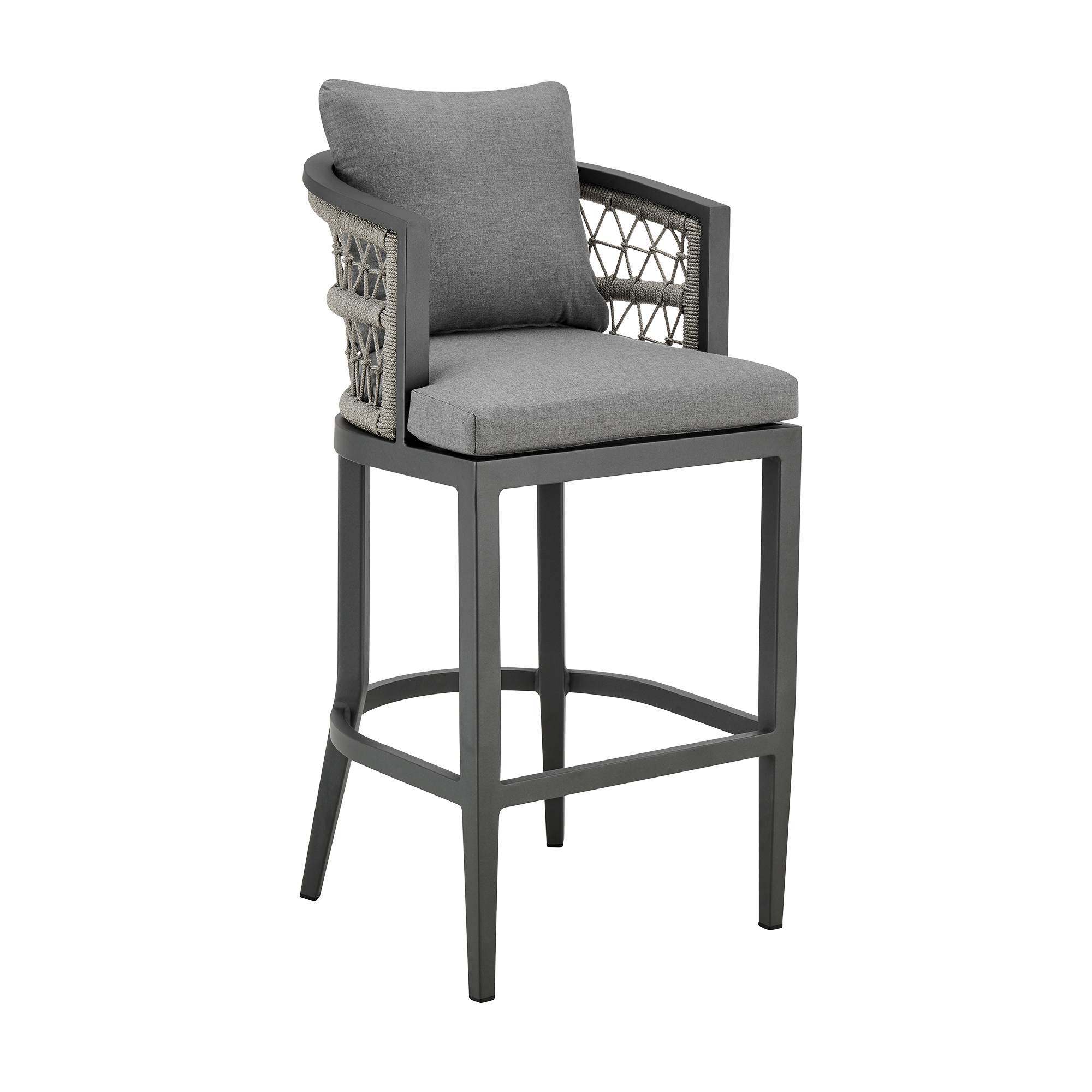 Zella - Outdoor Patio Bar Stool - Light Gray / Earl Gray