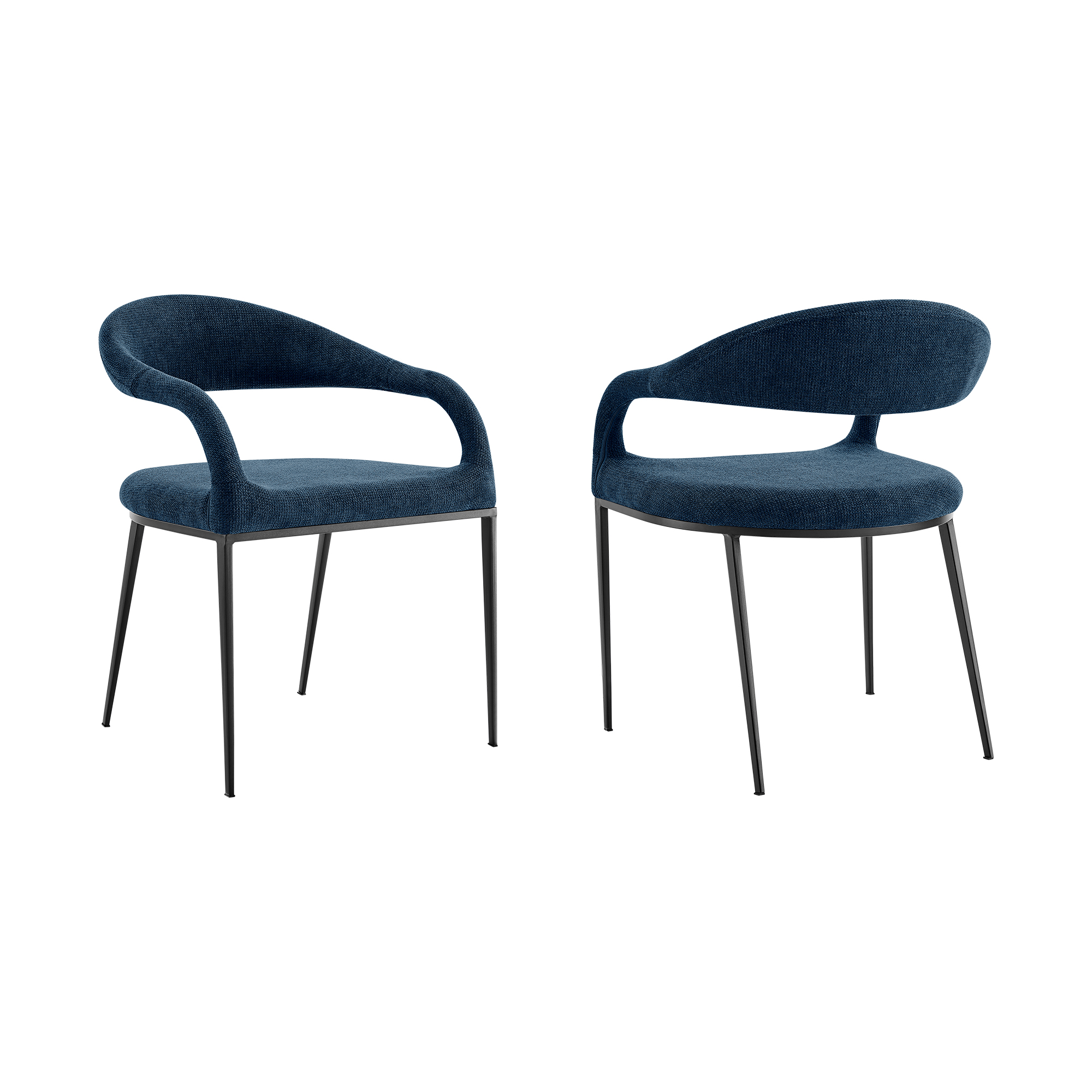 Morgan - Upholstered Dining Chair (Set of 2) - Matte Black / Blue