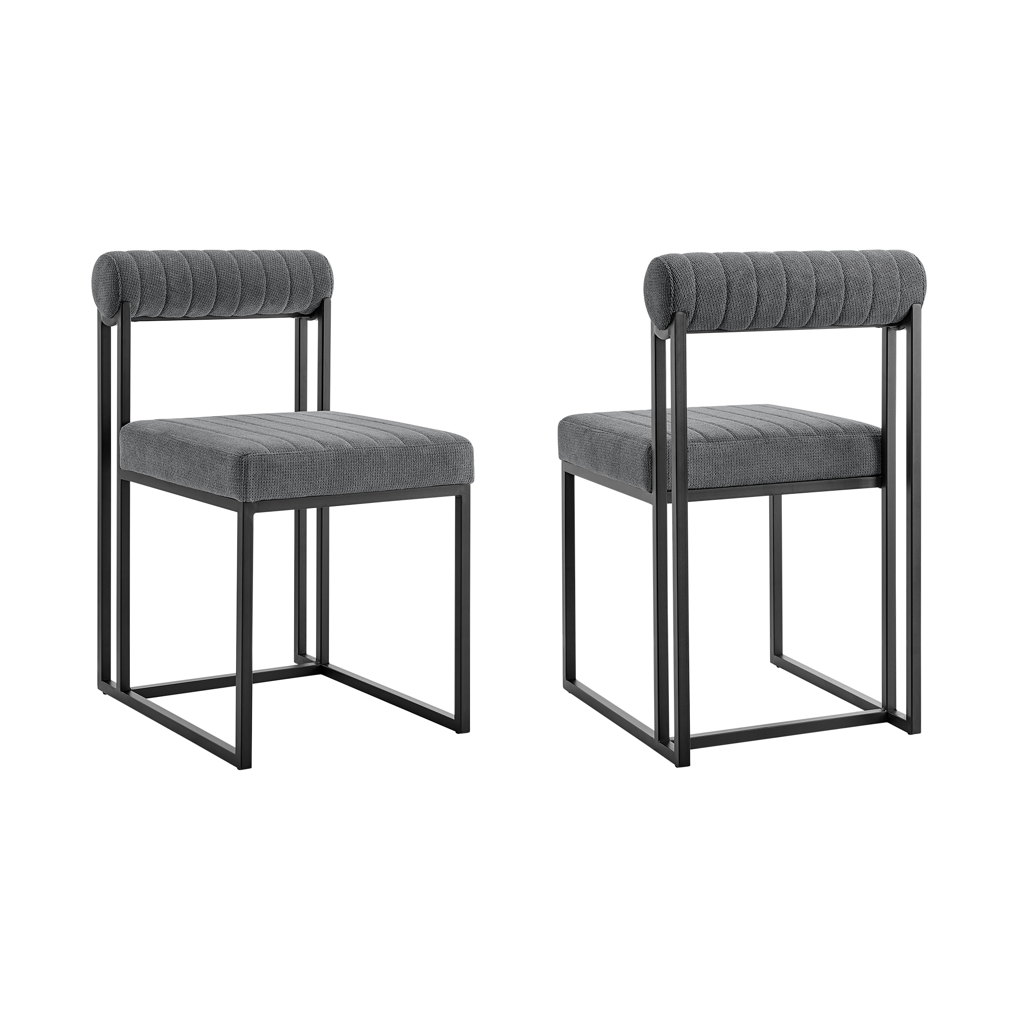 Anastasia - Dining Chair (Set of 2) - Matte Black / Anchor Gray