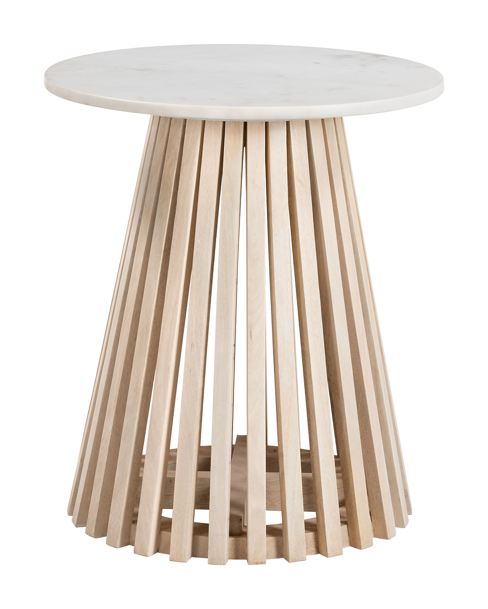 Mazara - Side Table - White & Natural