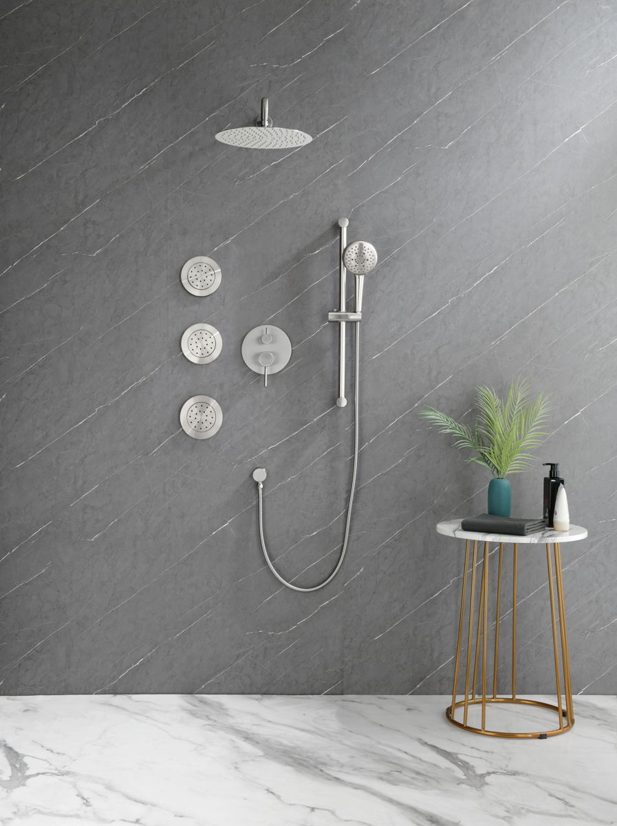 Shower System With Shower Head, Hand Shower, Slide Bar, Bodysprays, Shower Arm, 