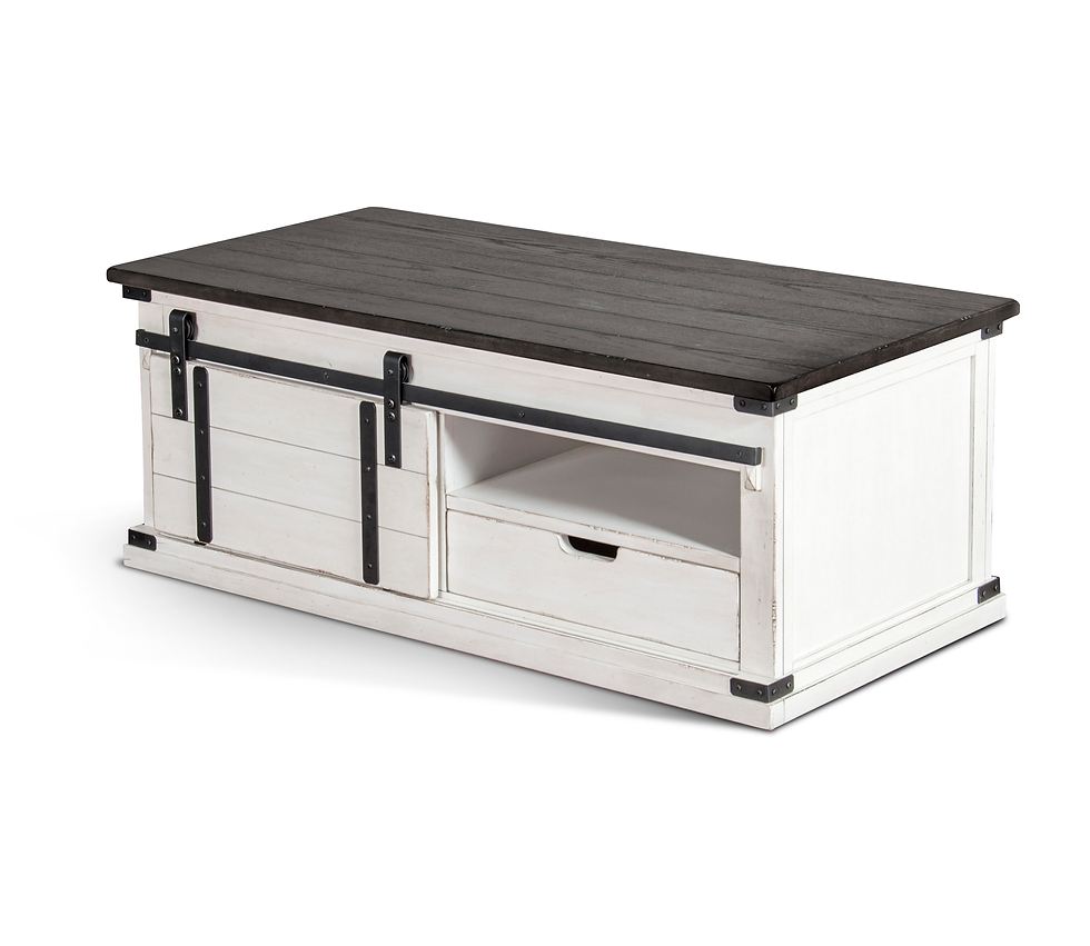 French Country - Barn Door Coffee Table - White / Dark Brown