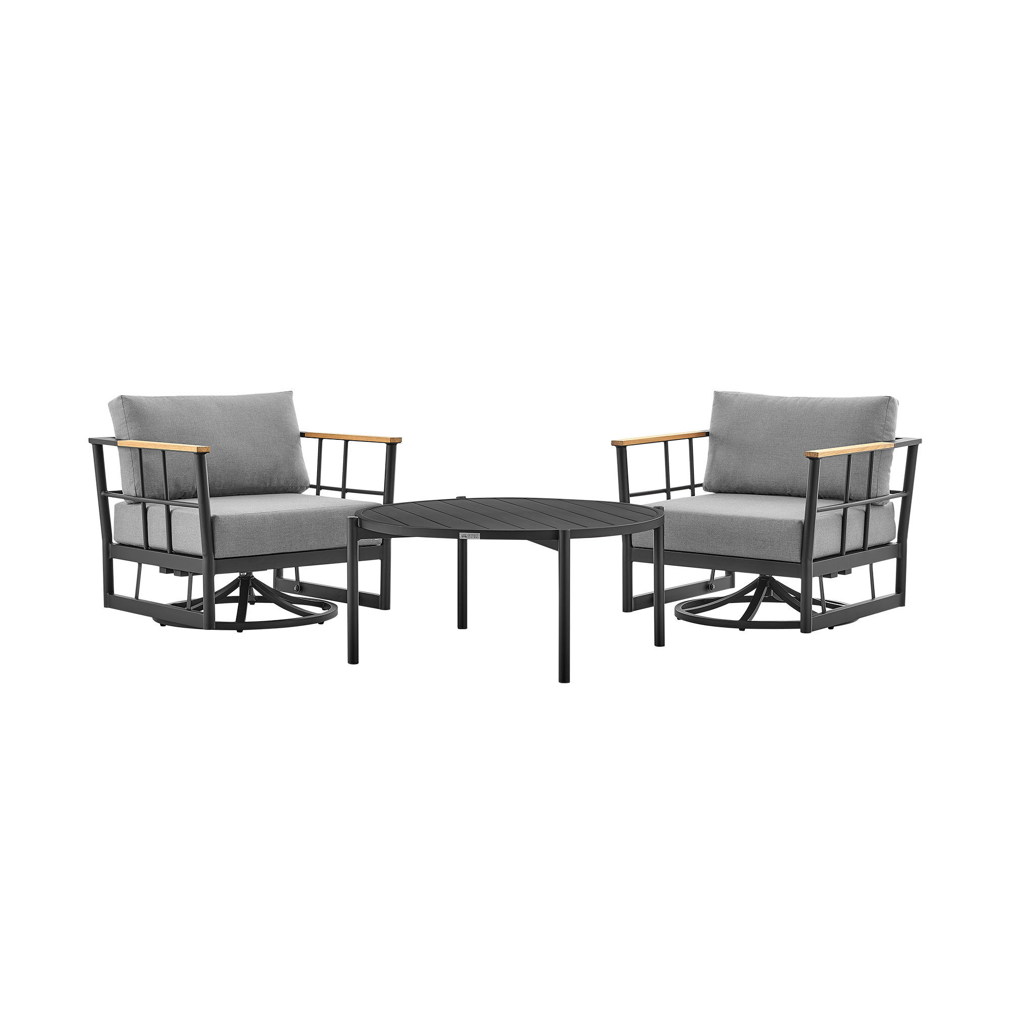 Veyda And Clementine - 3 Piece Patio Outdoor Swivel Seating Set With Cushions
