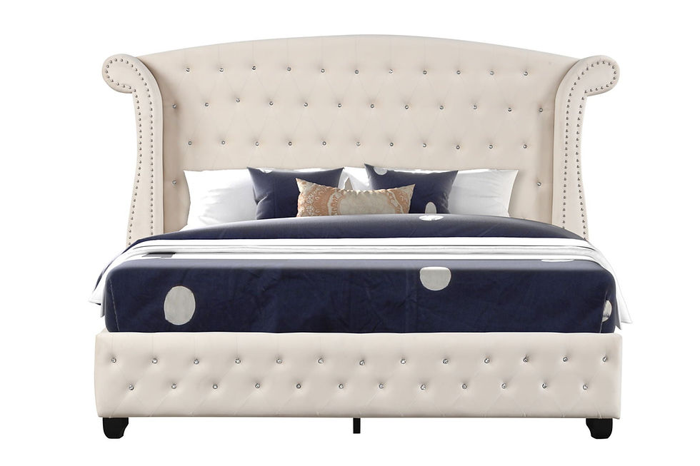 Thumbnail: Sophia Crystal Tufted Full 5 Pieces Bed Made With Wood In Cream