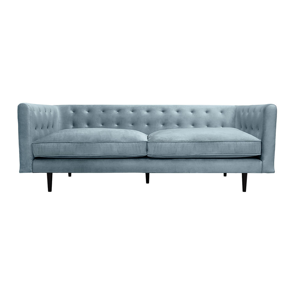 Annabelle - 80" Velvet Sofa Wooden Legs - Bluestone / Black