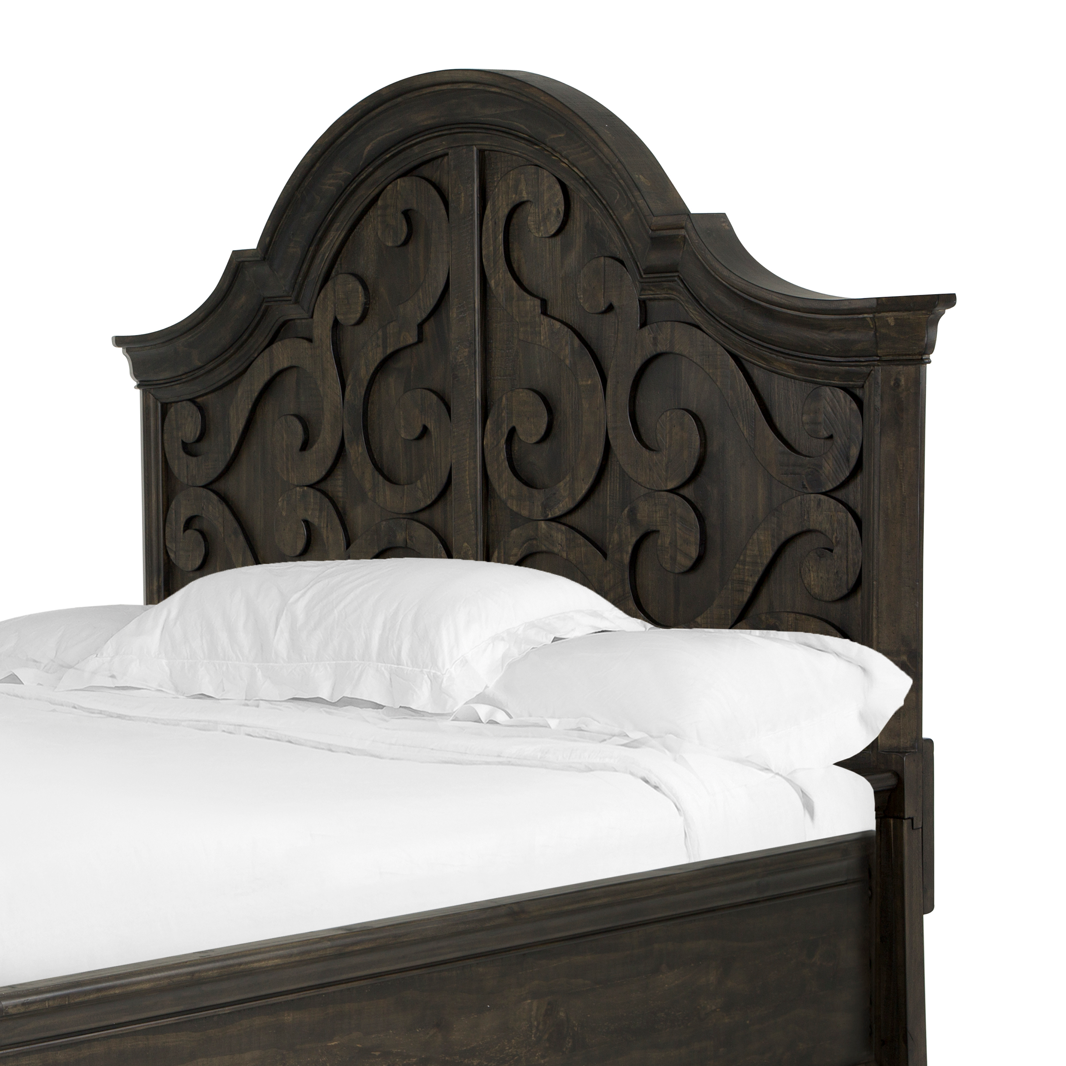 Bellamy - Queen Panel Bed Shaped Headboard - Peppercorn