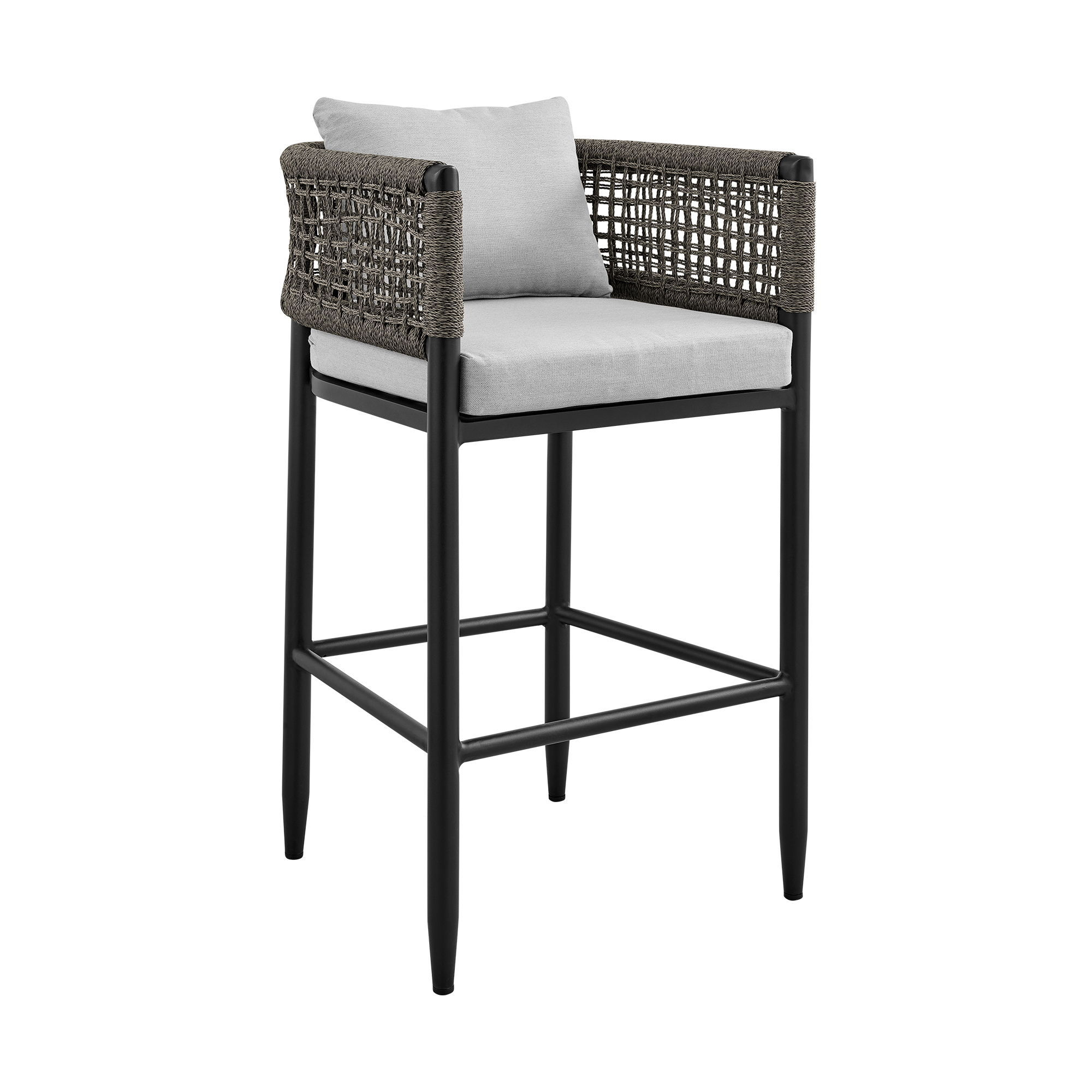 Alegria - Outdoor Patio Counter Height Bar Stool With Cushions - Gray
