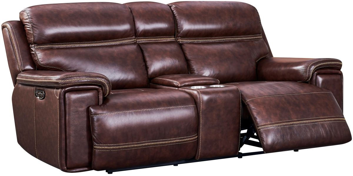 Leather Italia™ Fresno Brown Console Loveseat