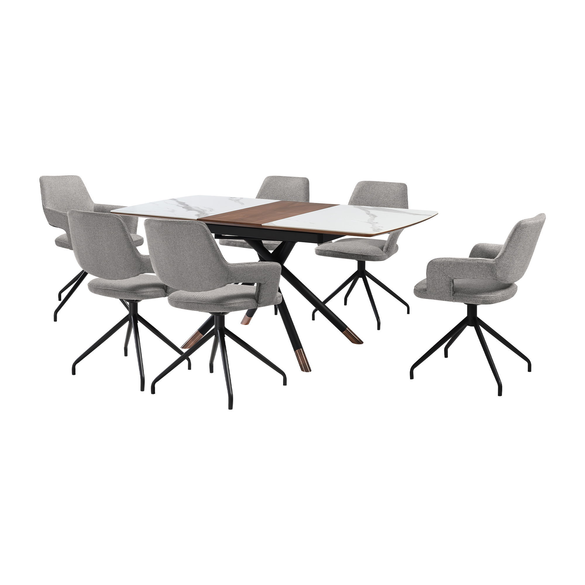 Alora Penny - 7 Piece Extendable Dining Set - Gray