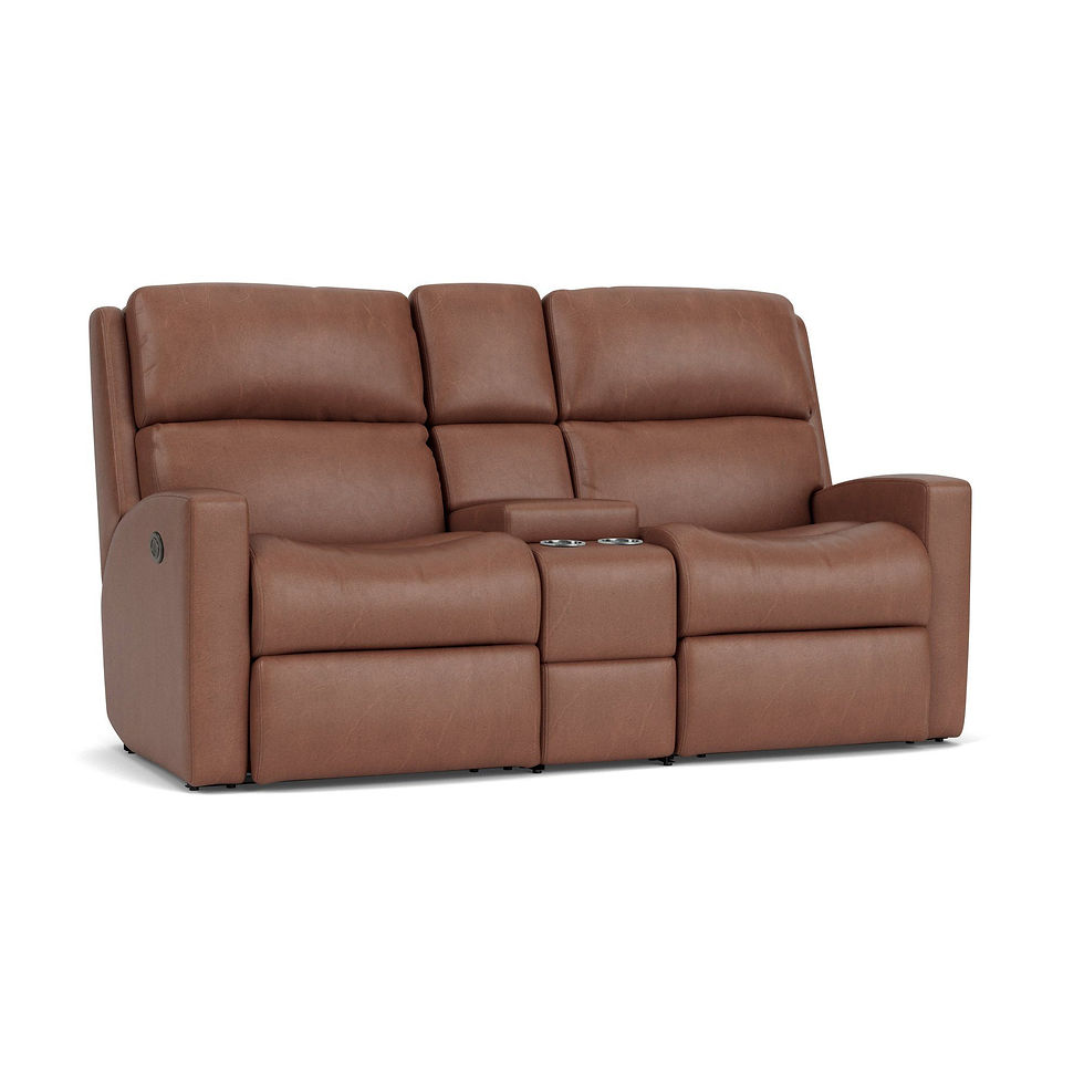 Catalina - Power Reclining Loveseat with Console - Light Brown