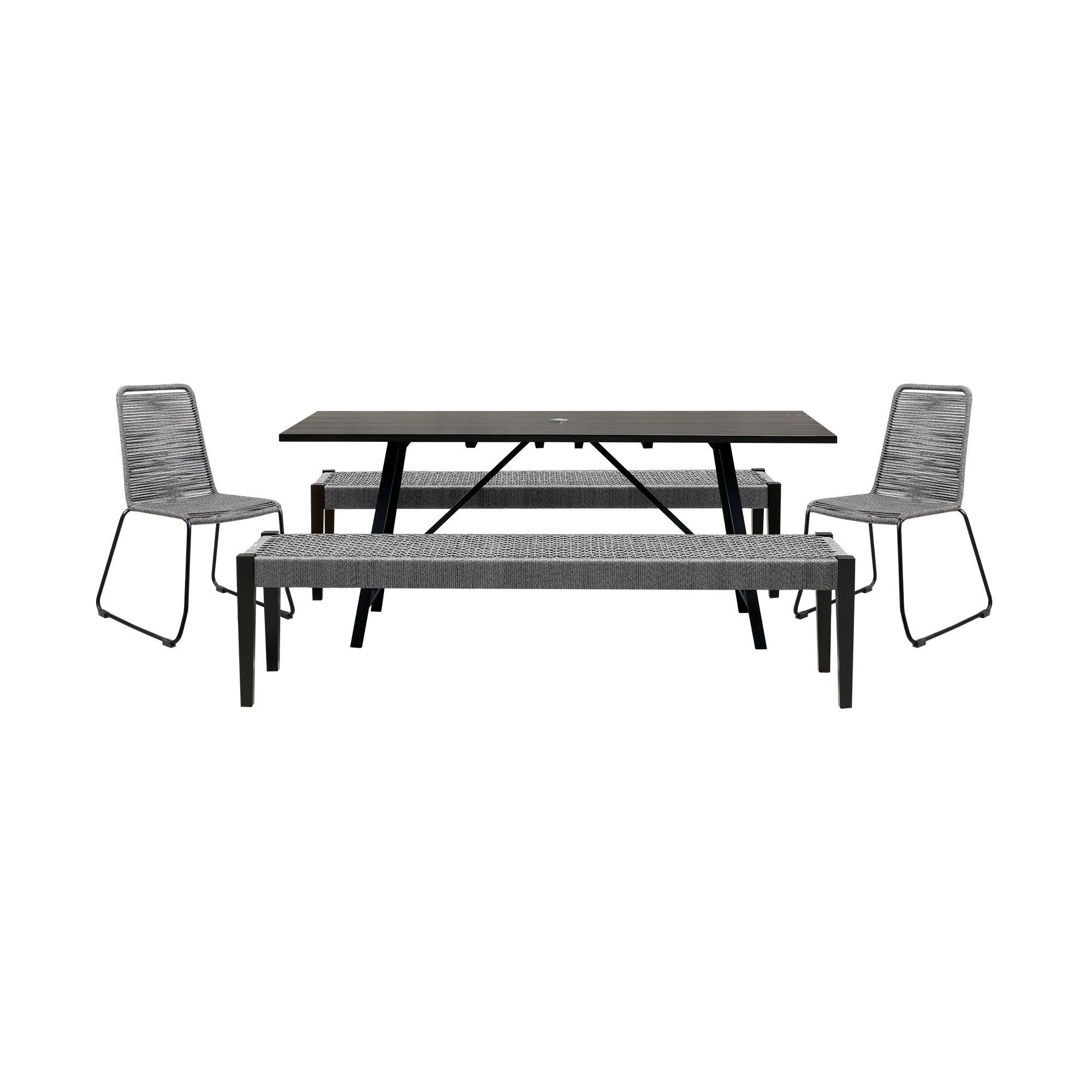Frinton And Shasta And Camino - 5 Piece Outdoor Dining Set - Dark Eucalyptus /