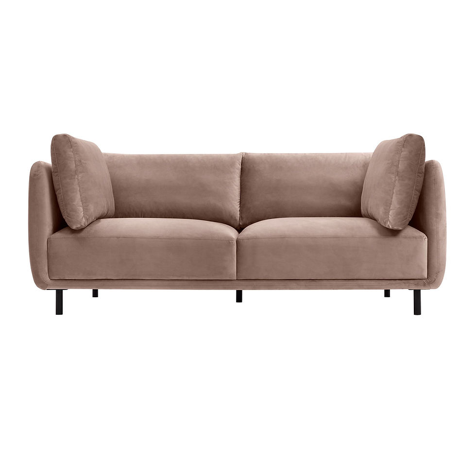 Serenity - Velvet Sofa Metal Legs - Mauve / Black
