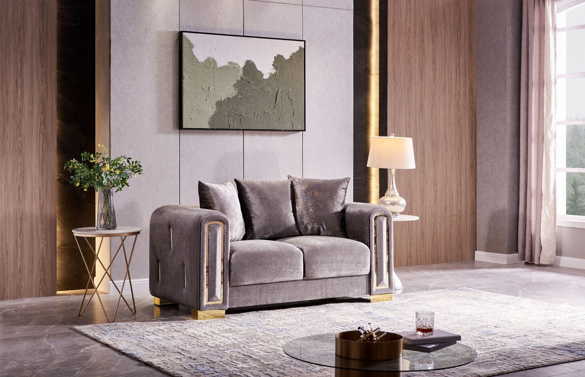 Impreza Modern Style Loveseat In Silver