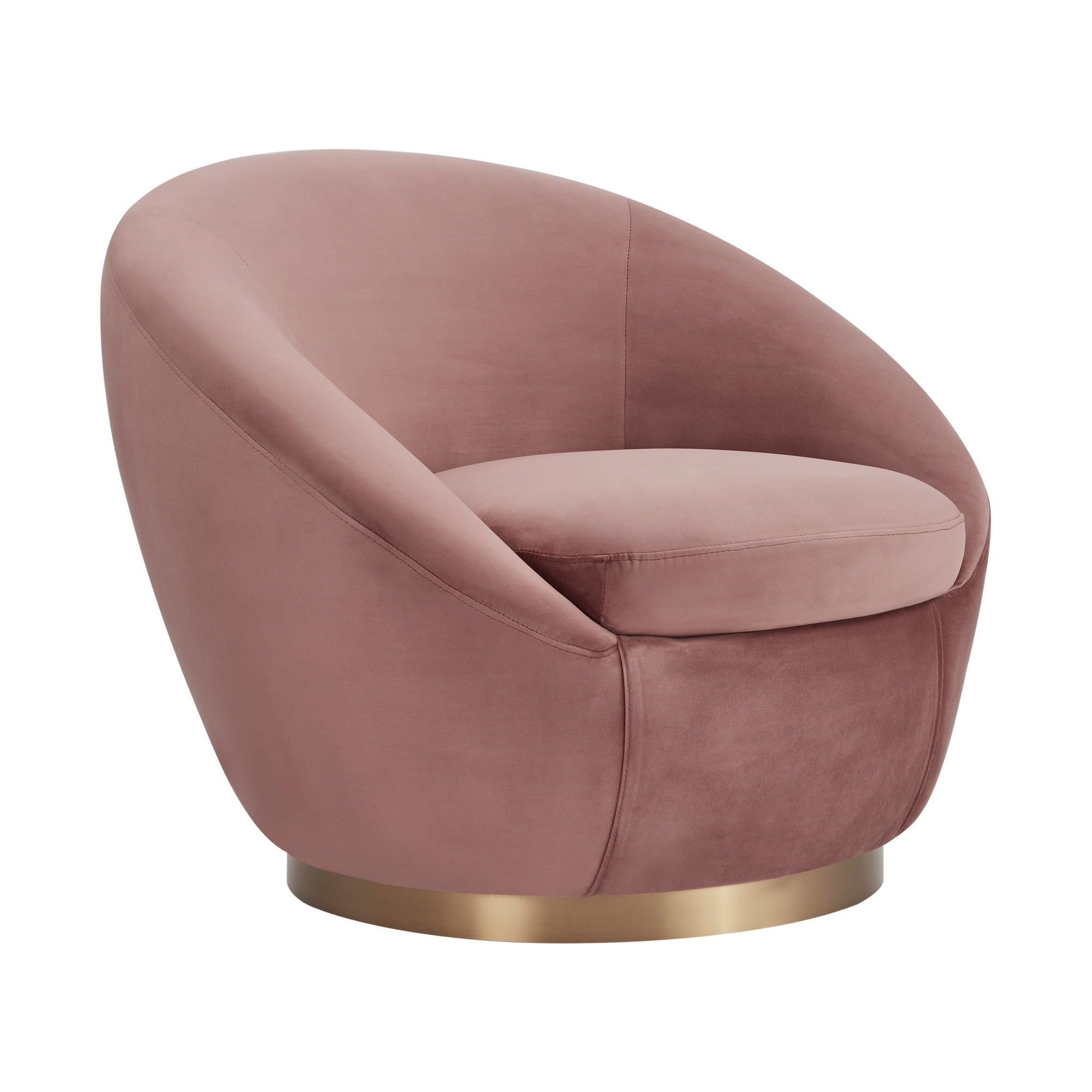 Yves - Velvet Swivel Accent Chair - Gold / Blush