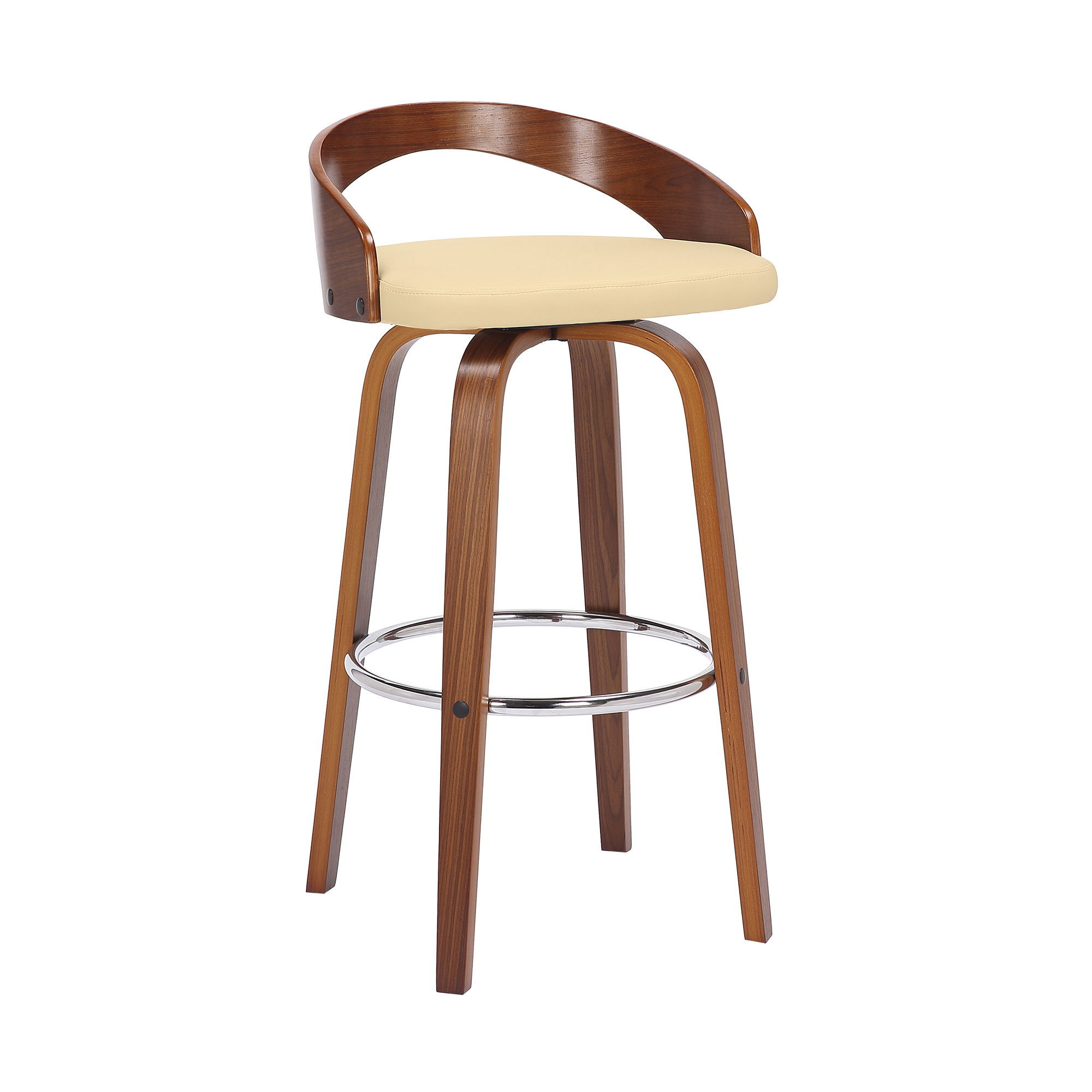 Sonia - 30" Bar Height Swivel Bar Stool - Cream / Walnut