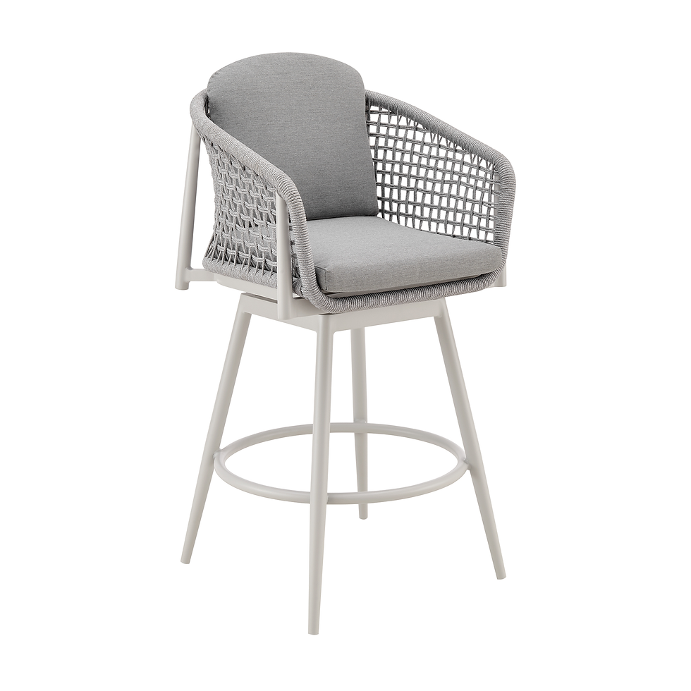 Rhodes - Outdoor Patio Swivel Counter Stool - Light Gray