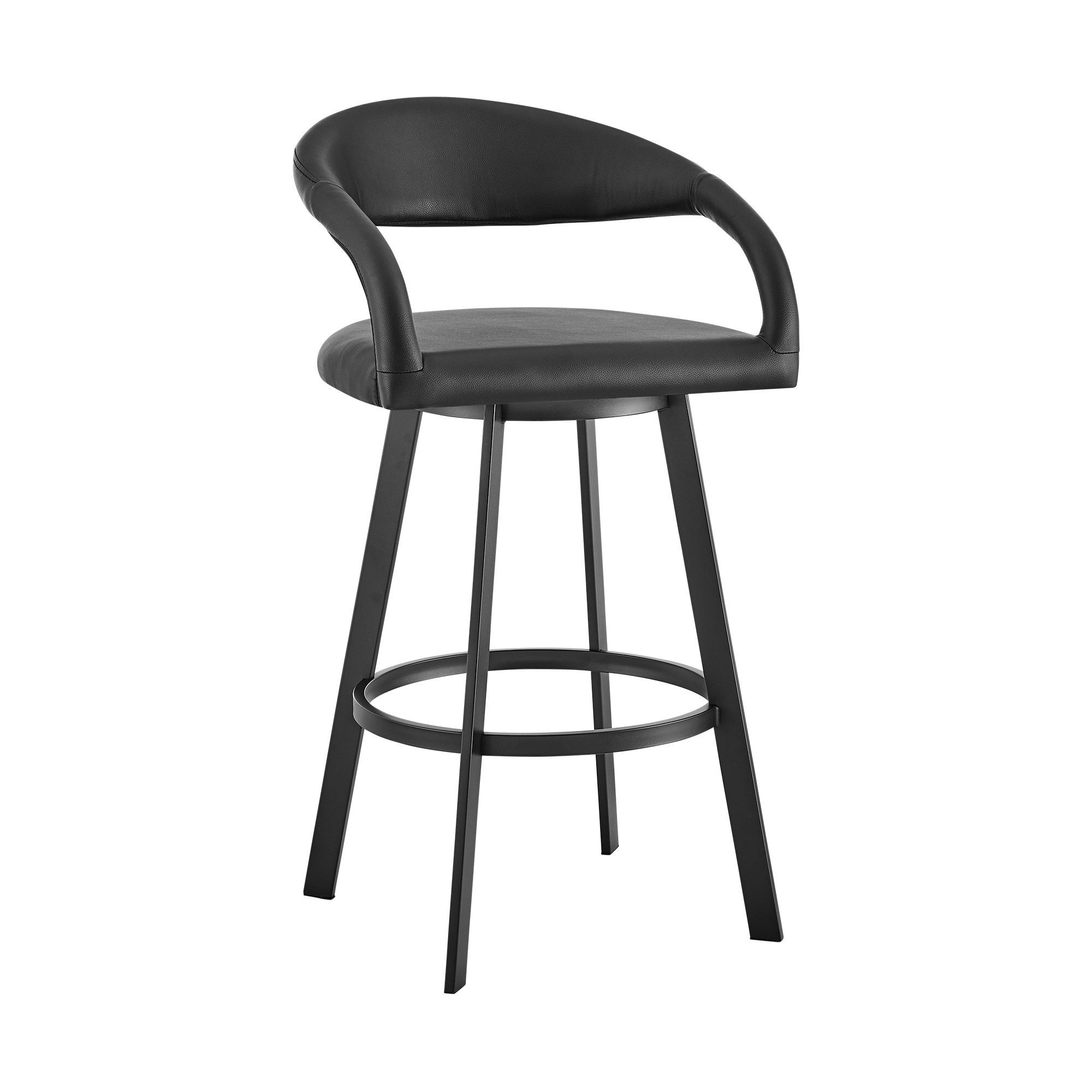 Ramona - 30" Swivel Bar Stool - Matte Black / Black