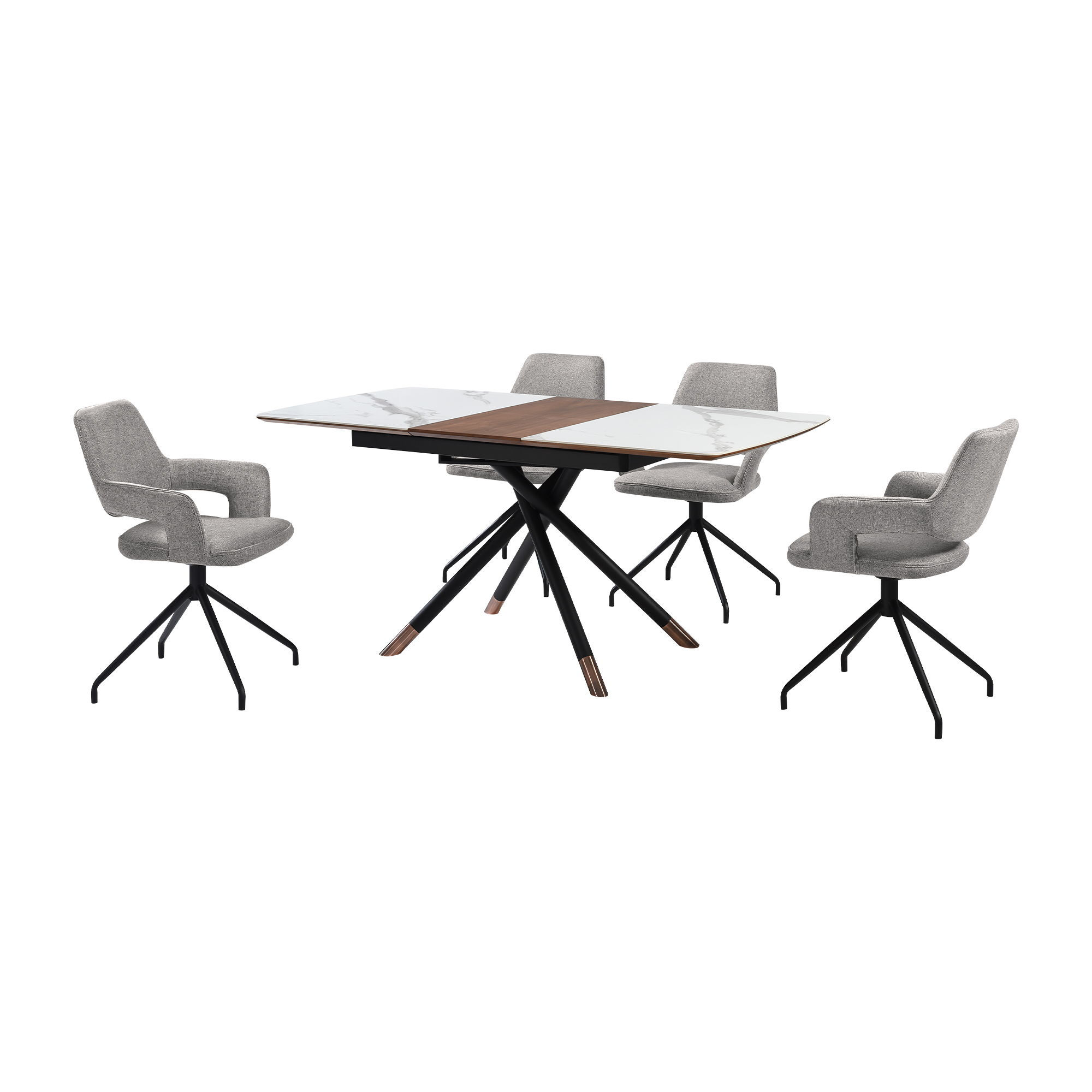 Alora Penny - 5 Piece Extendable Dining Set - Gray