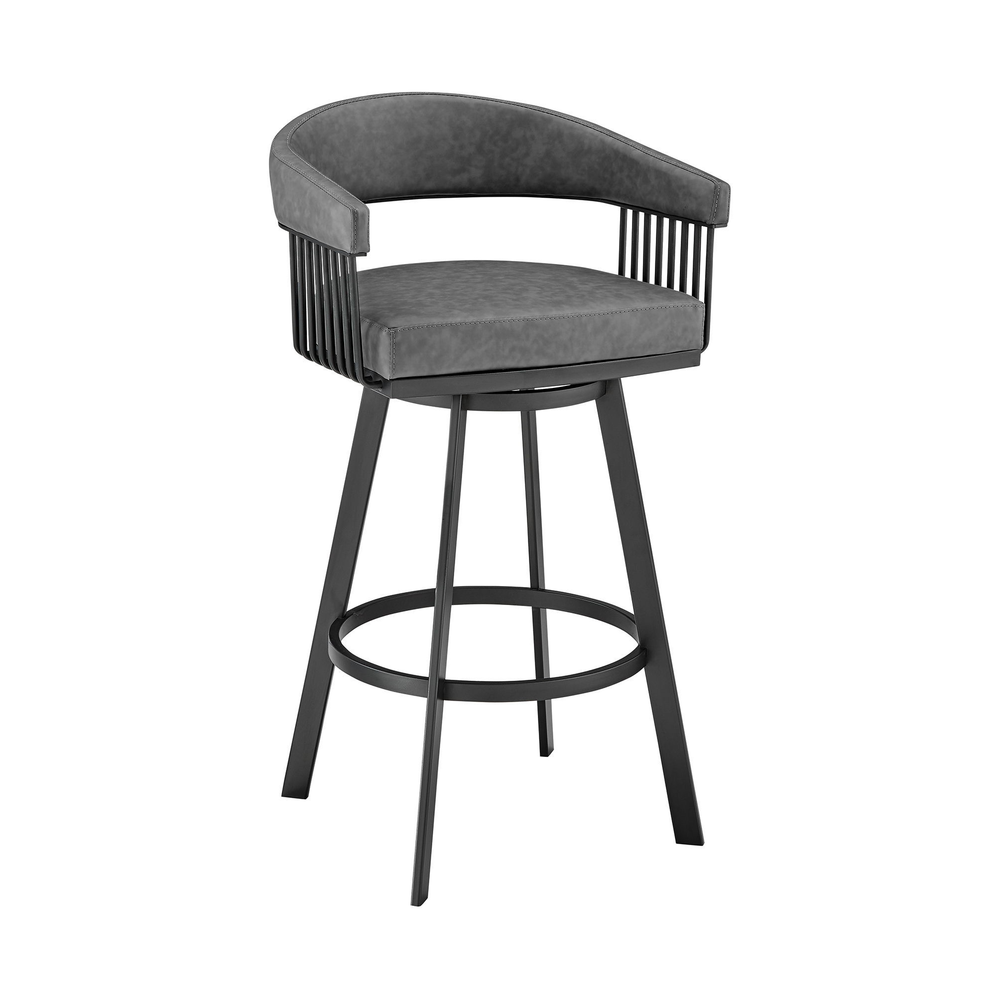 Chelsea - 30" Bar Height Swivel Bar Stool - Black / Gray