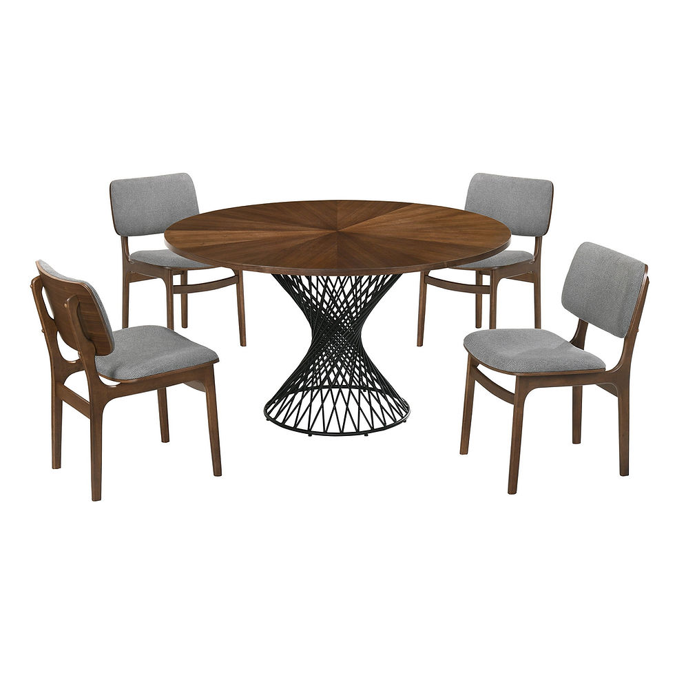 Cirque And Lima - 5 Piece Round Dining Set - Walnut