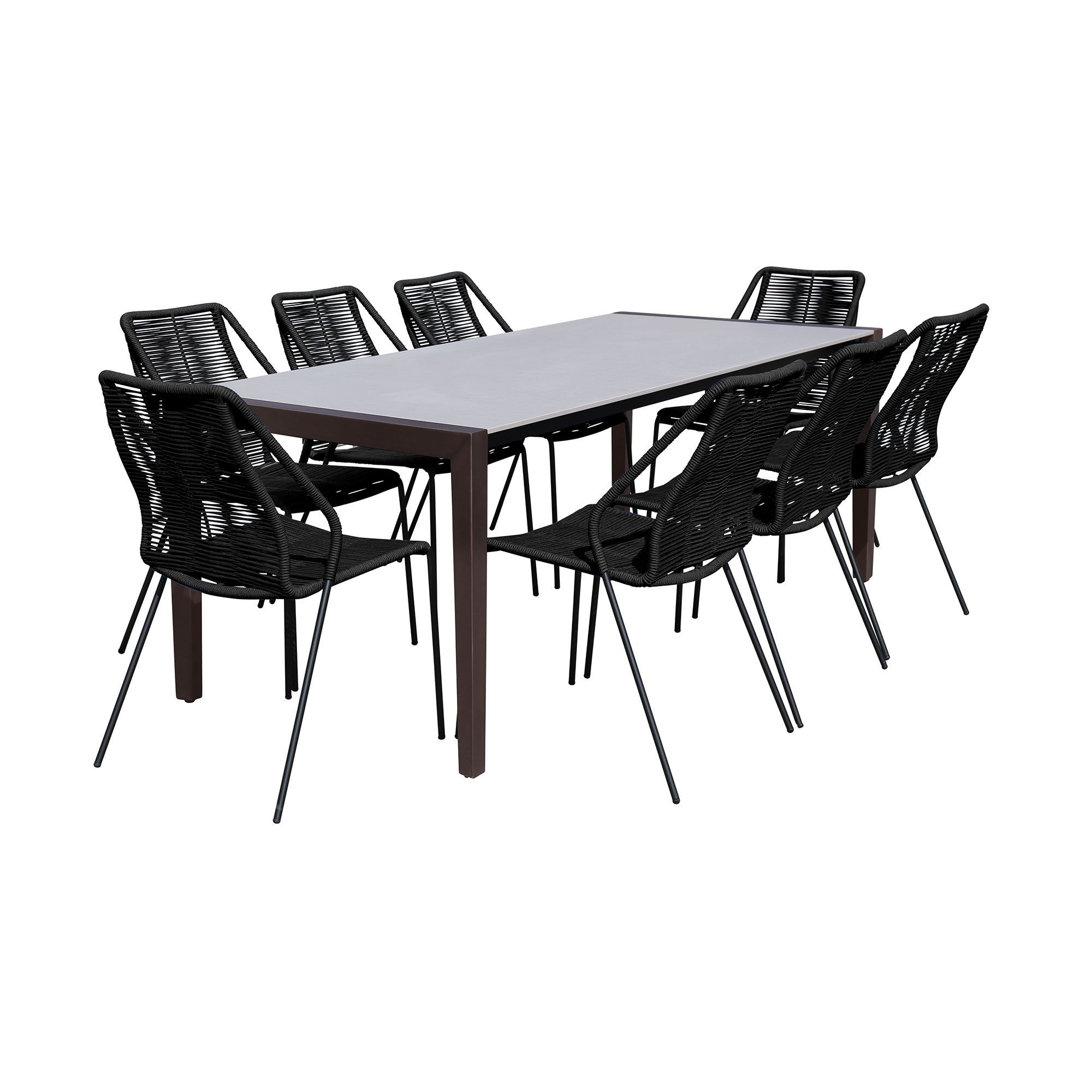 Fineline And Clip - Indoor / Outdoor 9 Piece Dining Set - Dark Eucalyptus / Bl