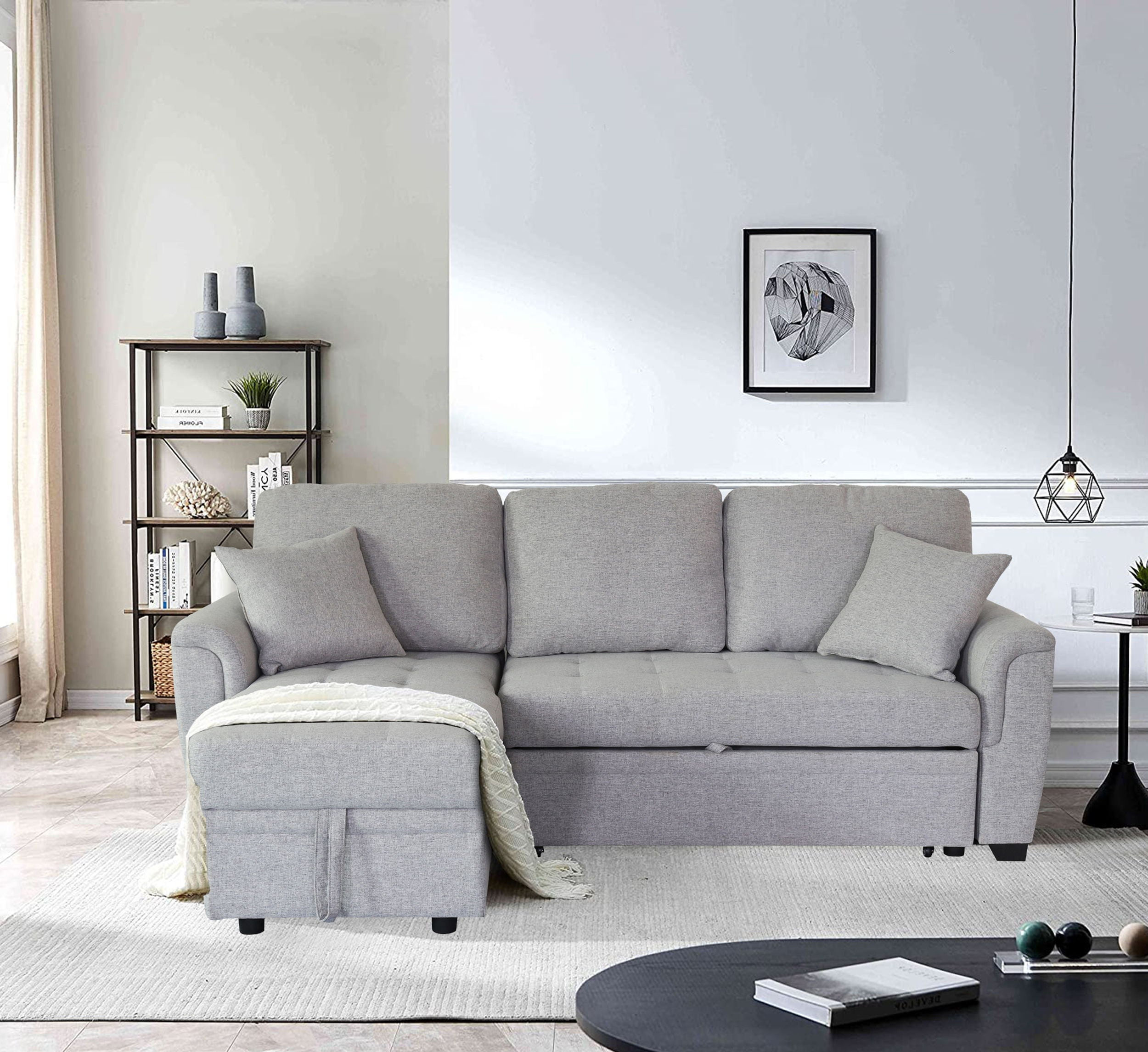 2049 Light Gray Storage Sofa Bed